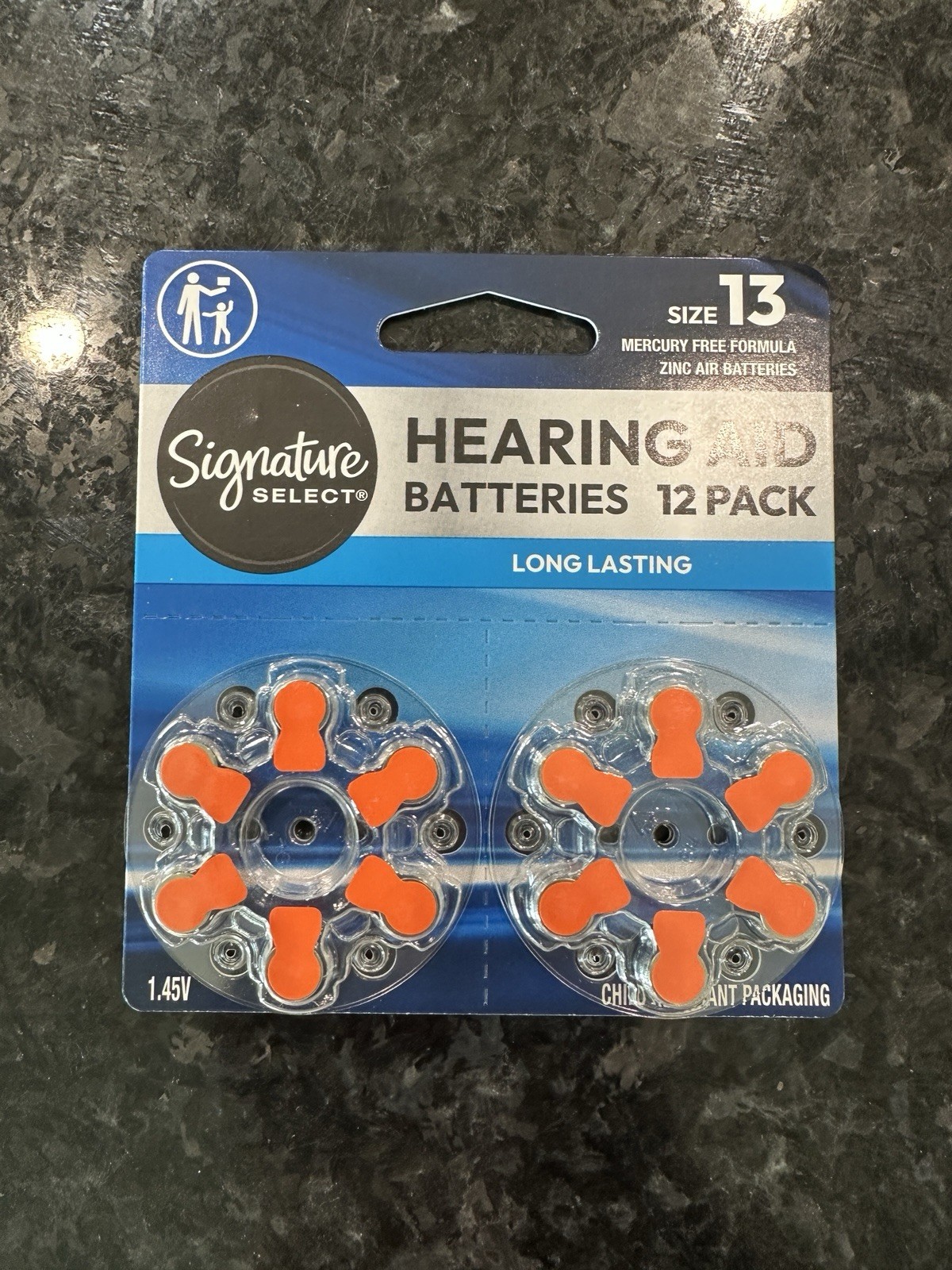 Signature Select Size 13 Hearing Aid Batteries 12 Pack 1.45V Exp: 2/2029