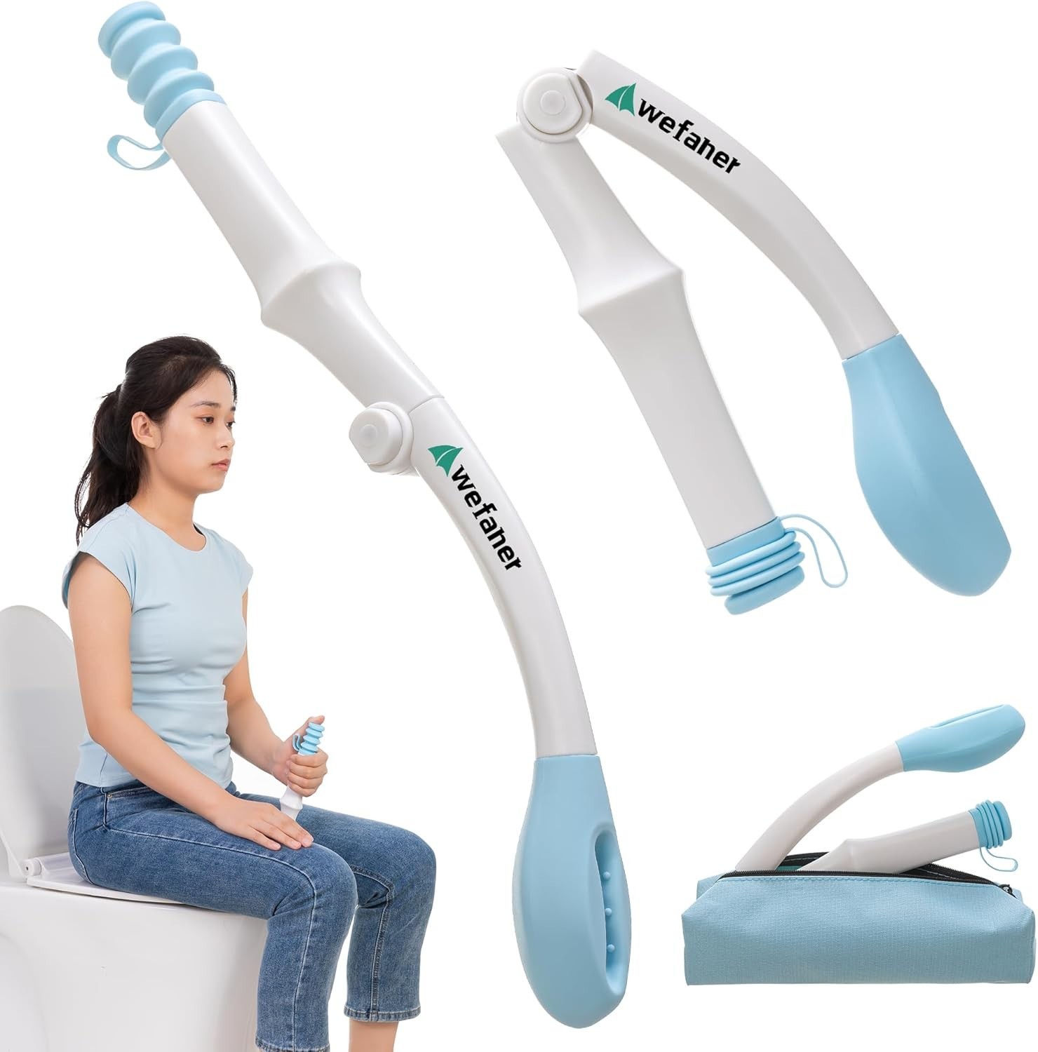 Foldable Toilet Aid, 15.6“ Long Comfort Wipe Wand Bottom Buddy Toilet Self Tissu