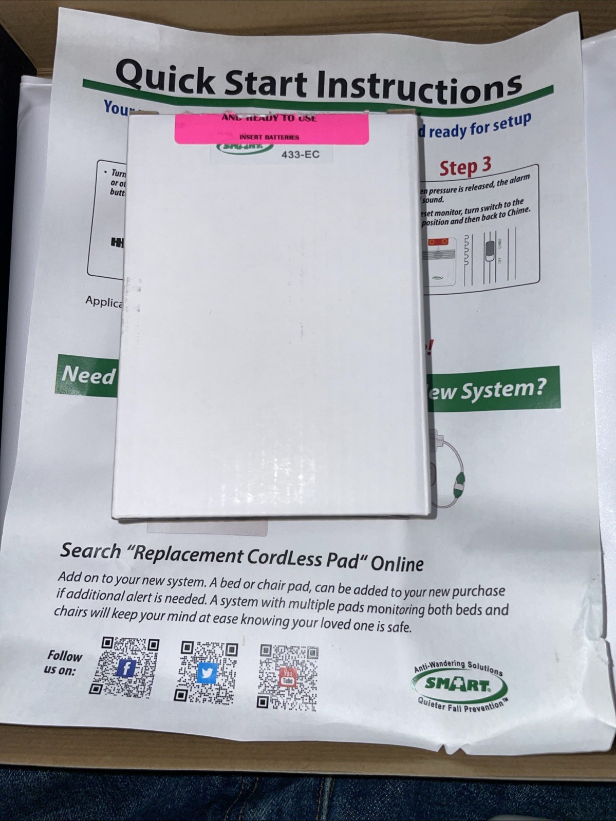 Smart Caregiver Wireless & Cordless Weight Sensing Bed Pad – 10″ x 30″ MSRP $124