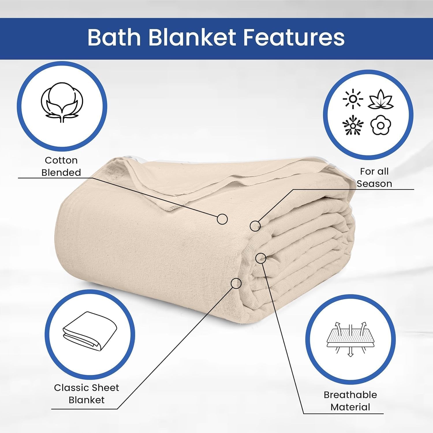 Linteum Textile Cotton Blended Hospital Patient Bath Blanket Bed Bath Sheet Twin