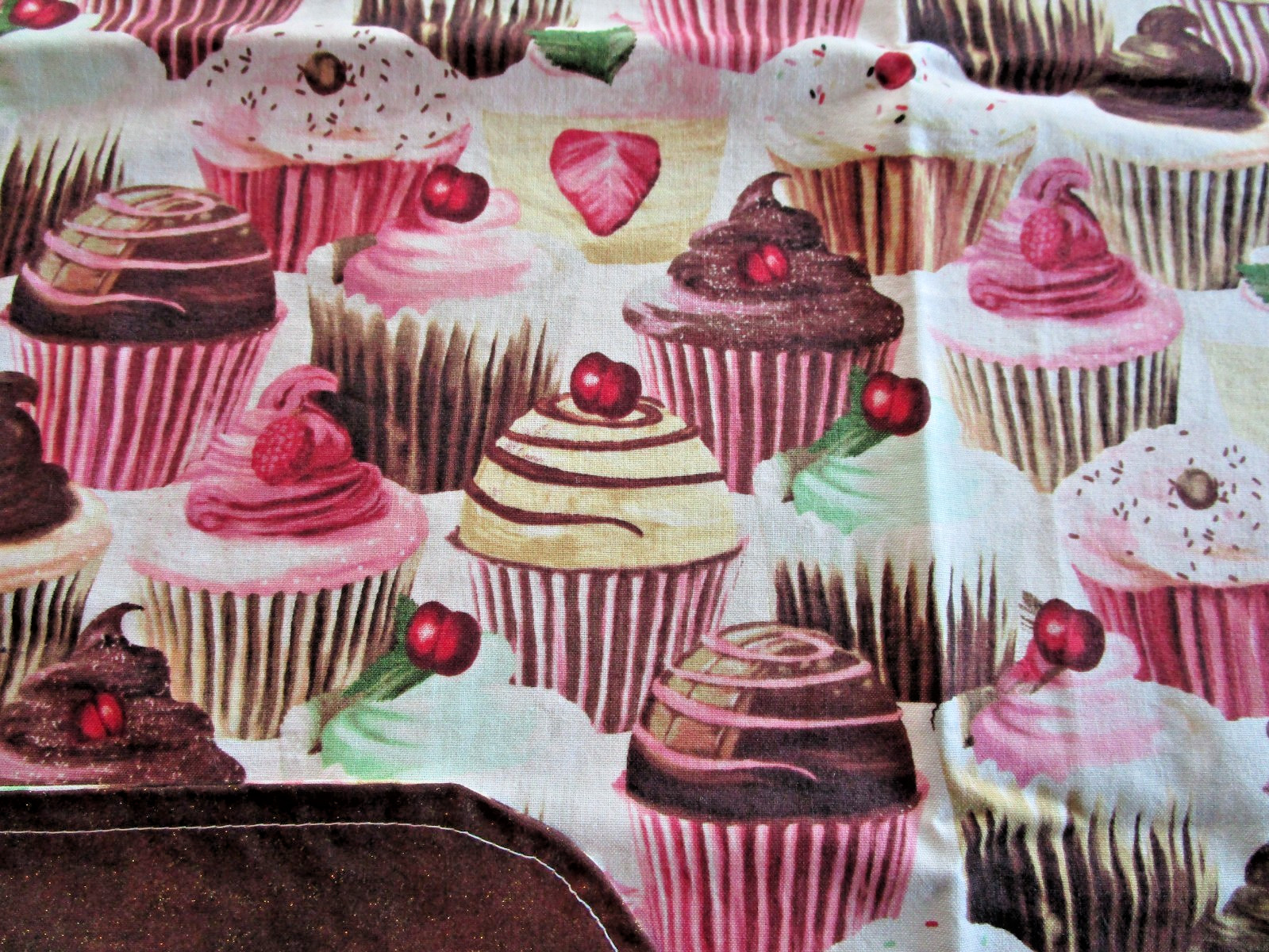 🧁 Cute CUPCAKES Adult Sized Bib * Special Needs Seniors * Reversible to Brown