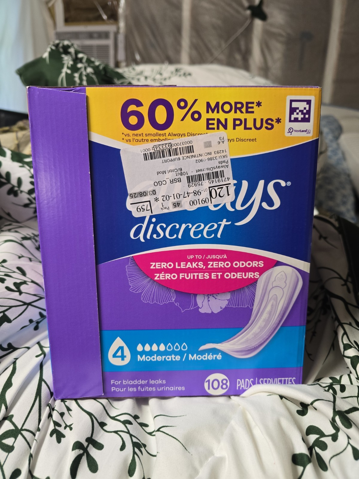Always Discreet Incontinence Pads # 4 Moderate Regular Length 108CT NIB Sealed