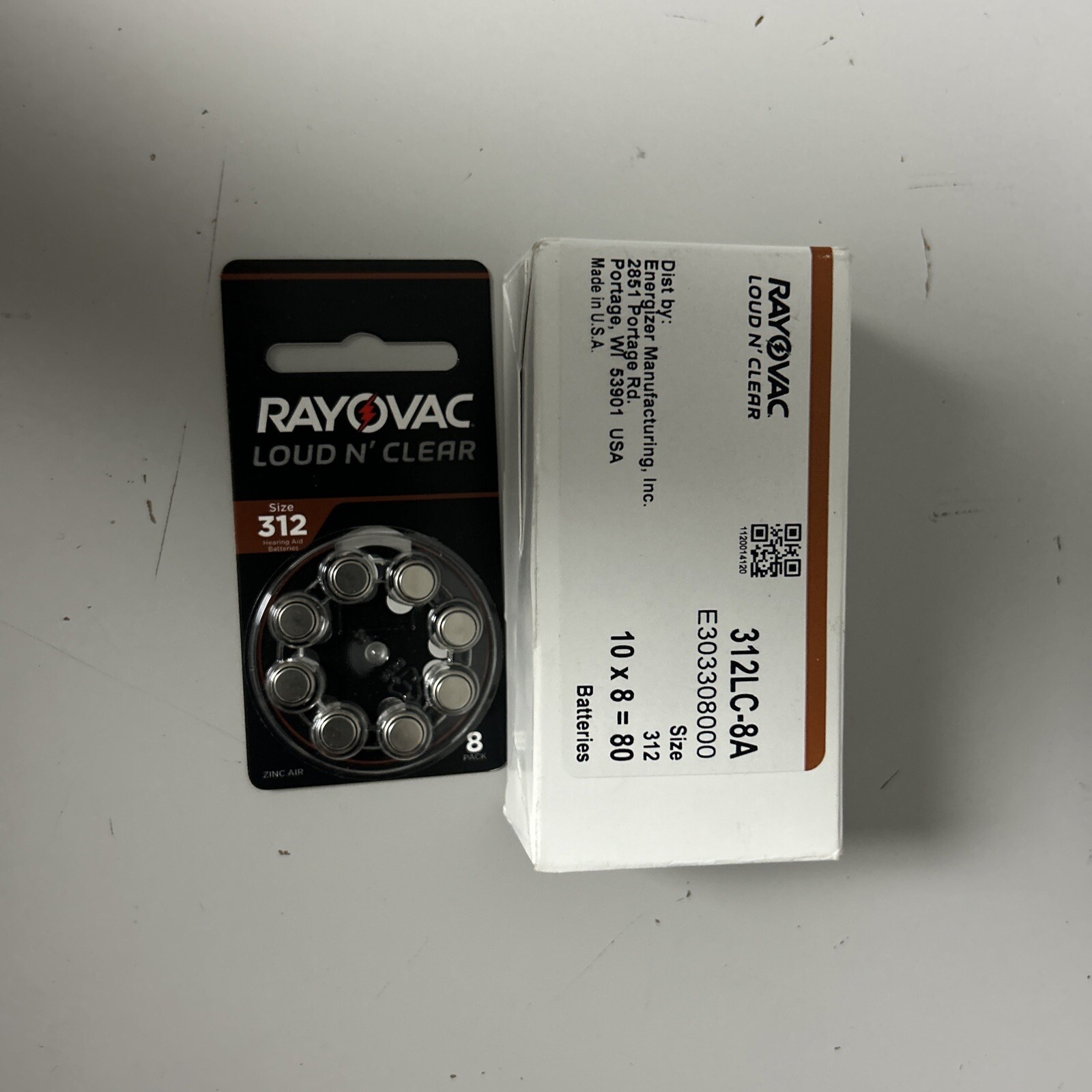 Rayovac Loud N’Clear Hearing Aid Batteries Size 312 (10)Packs (8) Batteries10/25