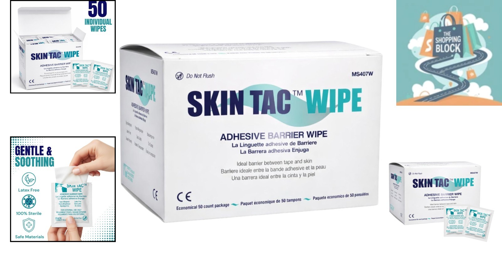 Skin-Tac Adhesive Barrier Wipes 50 Count – Hypoallergenic, Latex-Free, Unscented