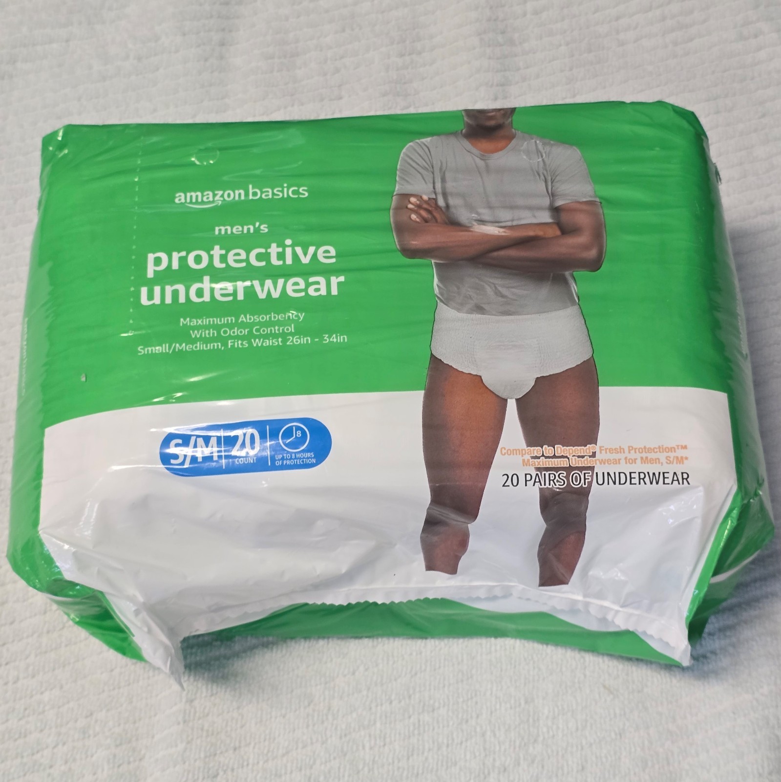 Mens Incontinence Underwear Maximum Absorbency Pull On Diapers S/M 20 Ct White