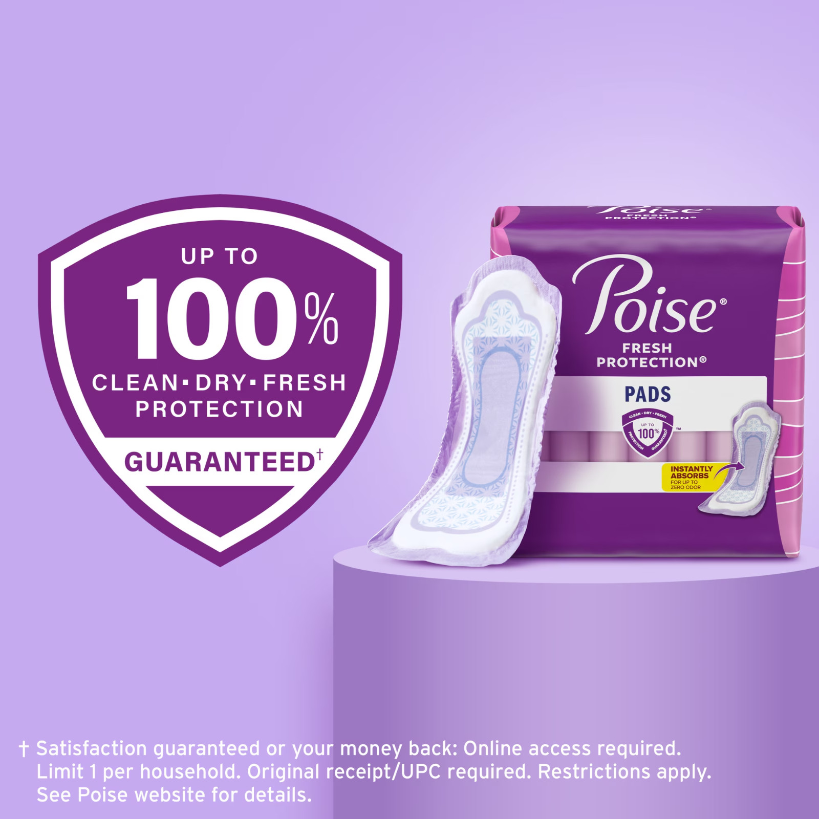 Poise Incontinence Pads For Women, 6 Drop Ultimate Absorbency, Regular, 112 Ct
