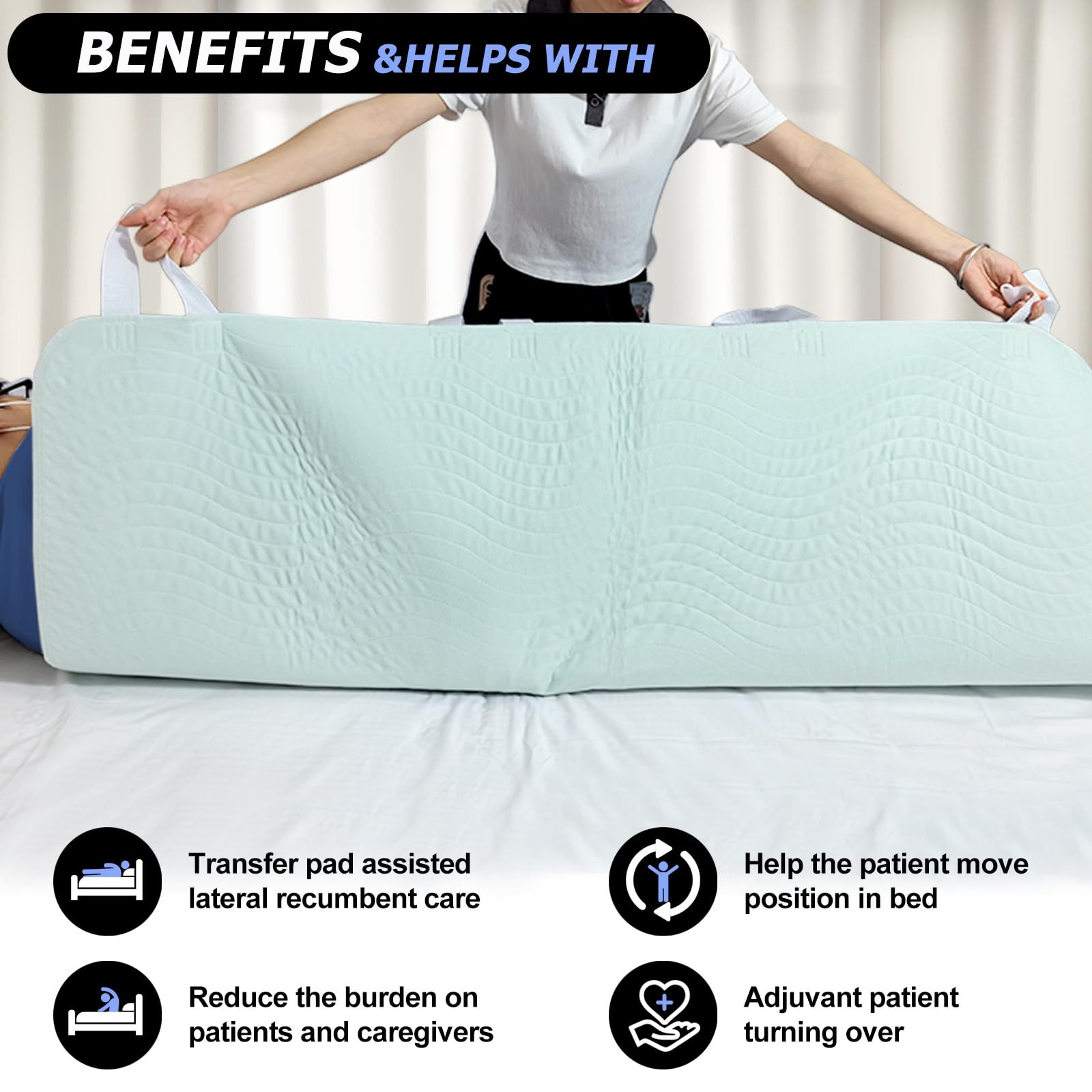 Washable Positioning Bed Pads Handles 4Layer Waterproof 36×52 Inch 2 PCS