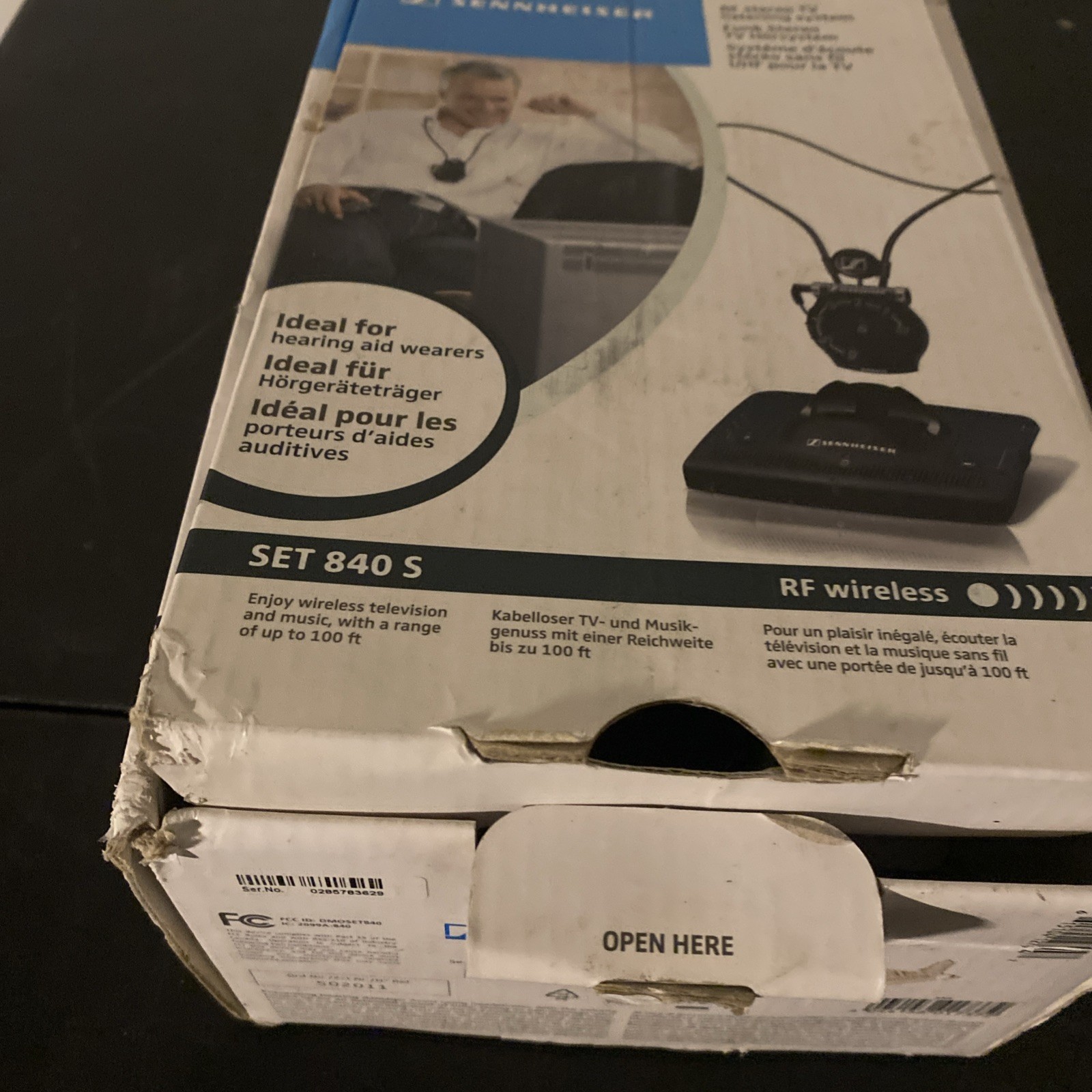 Sennheiser Set 840 S RF Wireless TV Stereo Listening No Cord Open Box Read
