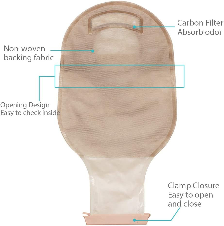 Colostomy Bags, 10PCS Two-Piece Drainable Pouches with Clamp Closure for Colonos