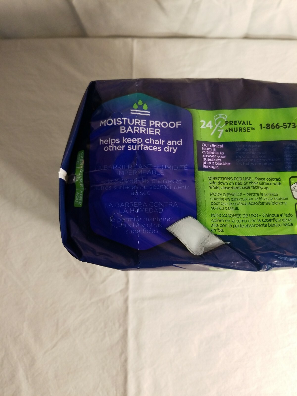 Prevail Underpads Size large, 15 Count, moisture proof barrier, extra strong