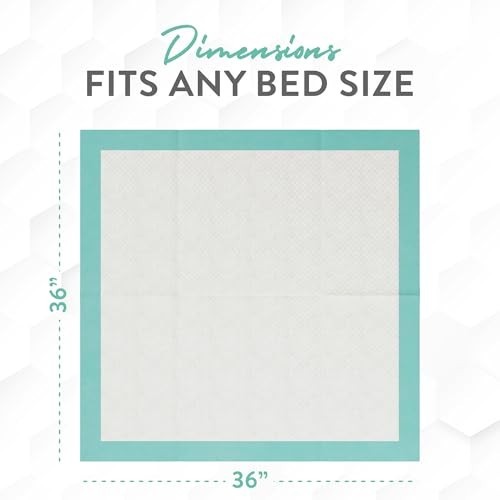 Super Absorbent Disposable Bed Pads 36×36, Pack of 50 with Adhesive, XXL Size
