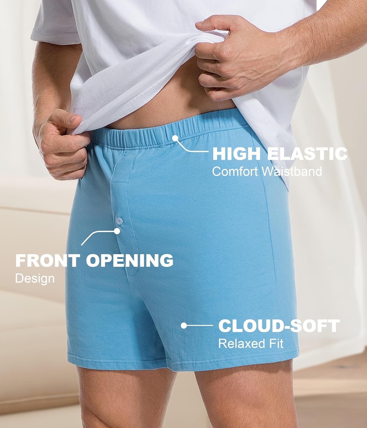 Sunchiri Mens Incontinence Underwear Washable Reusable Leakproof Cotton Boxers M