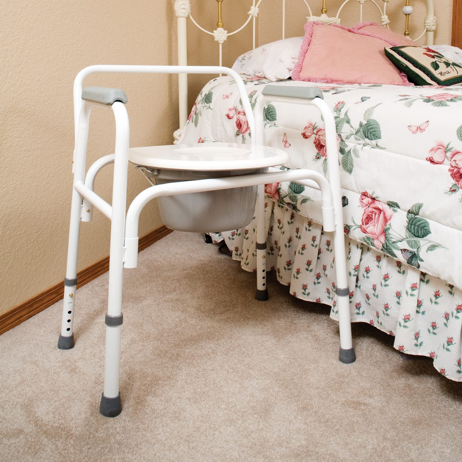 Carex Steel 3-in-1 Commode Chair – Portable, 250 lbs Capacity – Elderly & Handic