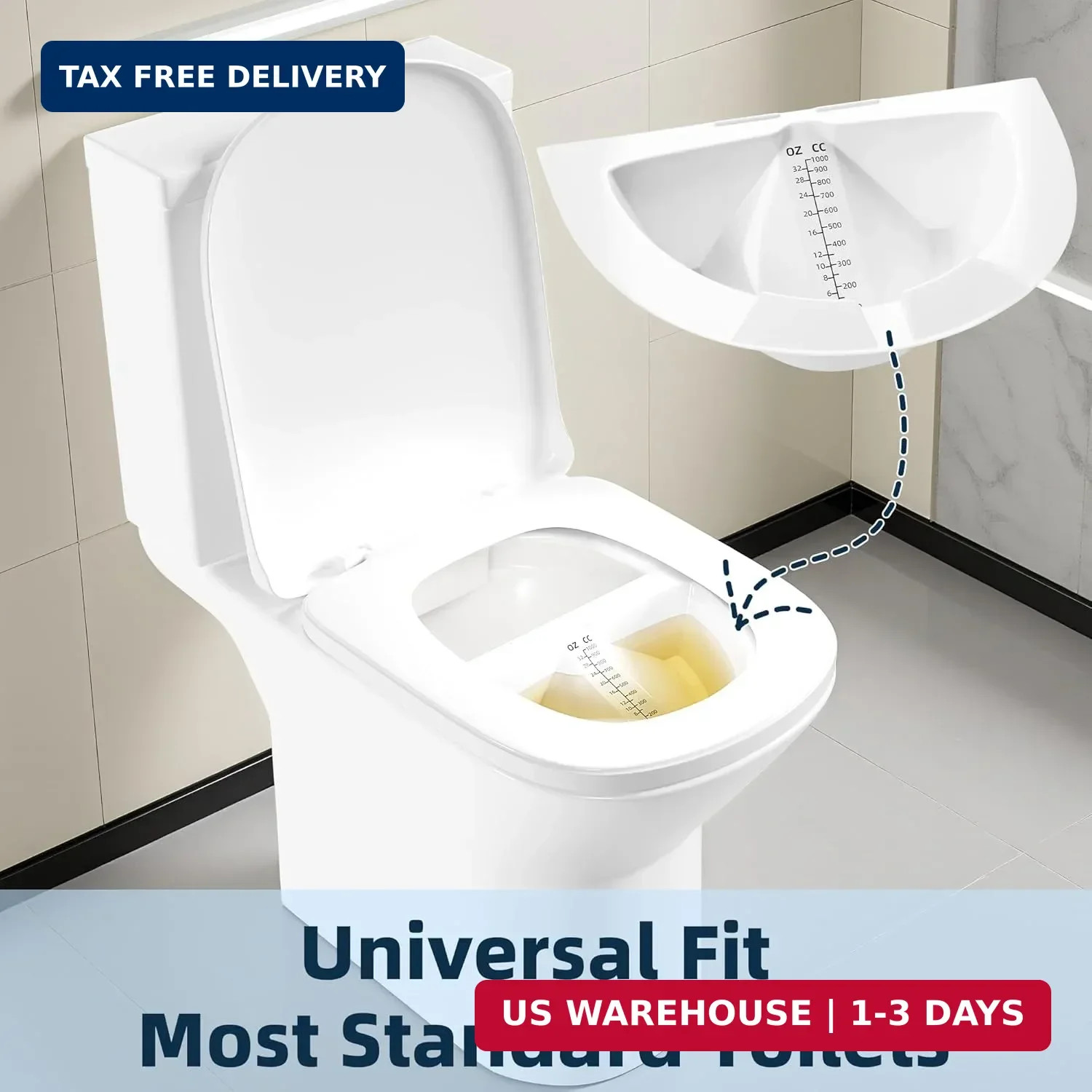 6 Pack Urine Collection Hat for Toilet, 32oz/1000cc Urine Catcher Specimen Colle