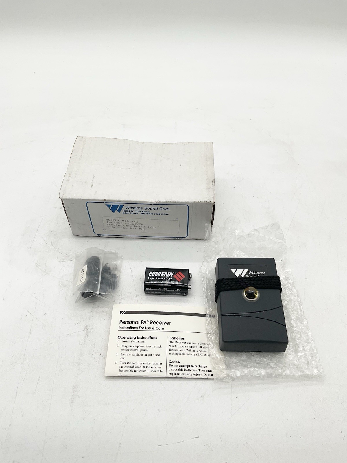 Vintage Williams Sound WIR RX3 Sound Plus Infrared NOS~made In The USA!!S1