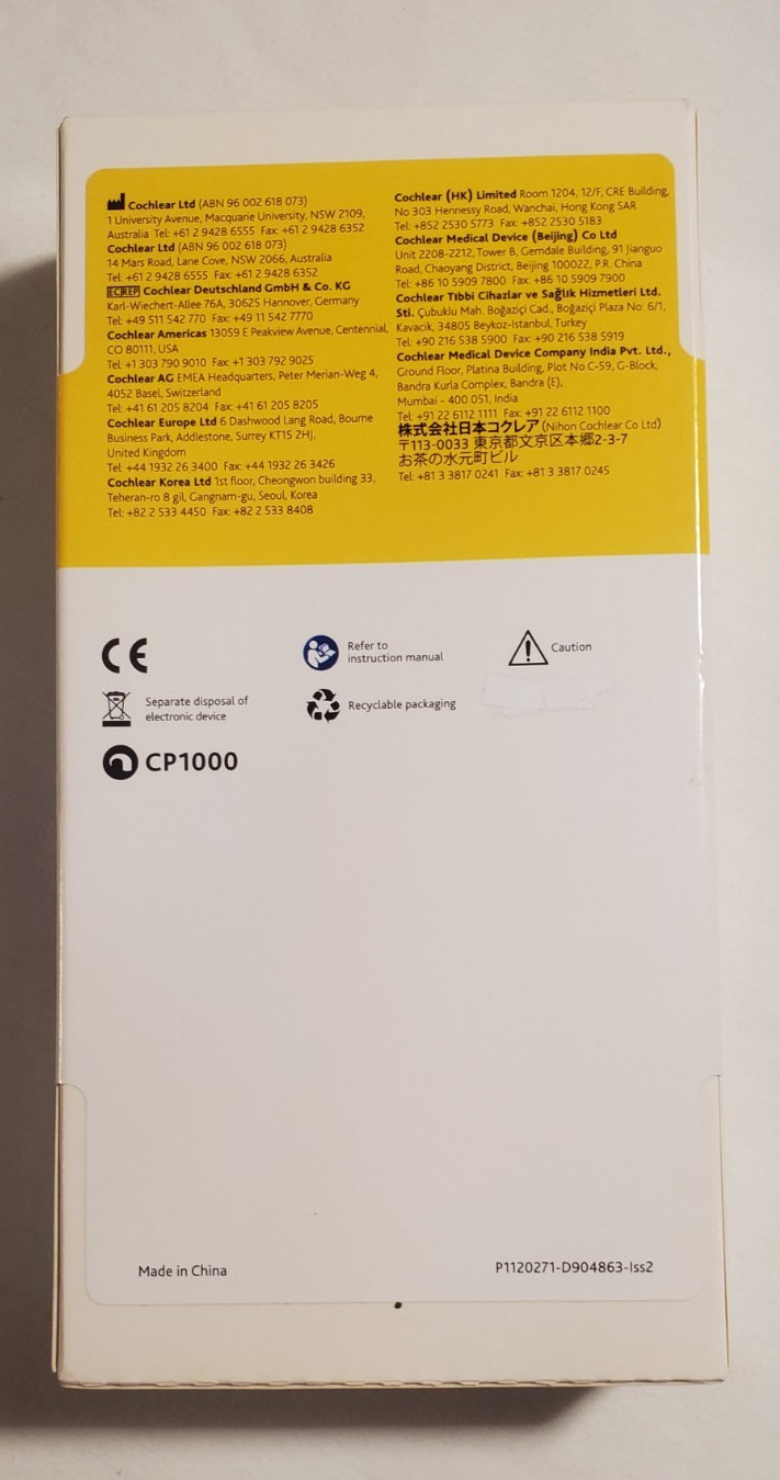 Cochlear USB Power Adapter Black CP1000 REF#730907 Brand New Sealed Orig Box
