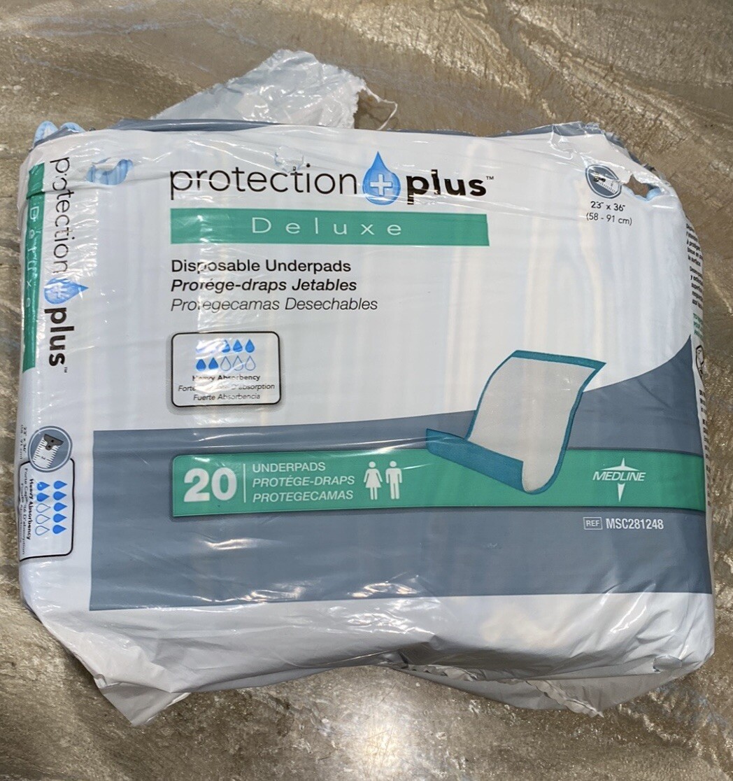 Protection Plus Disposable Underpads for adults 20 units (Open Bag-See All Pics)