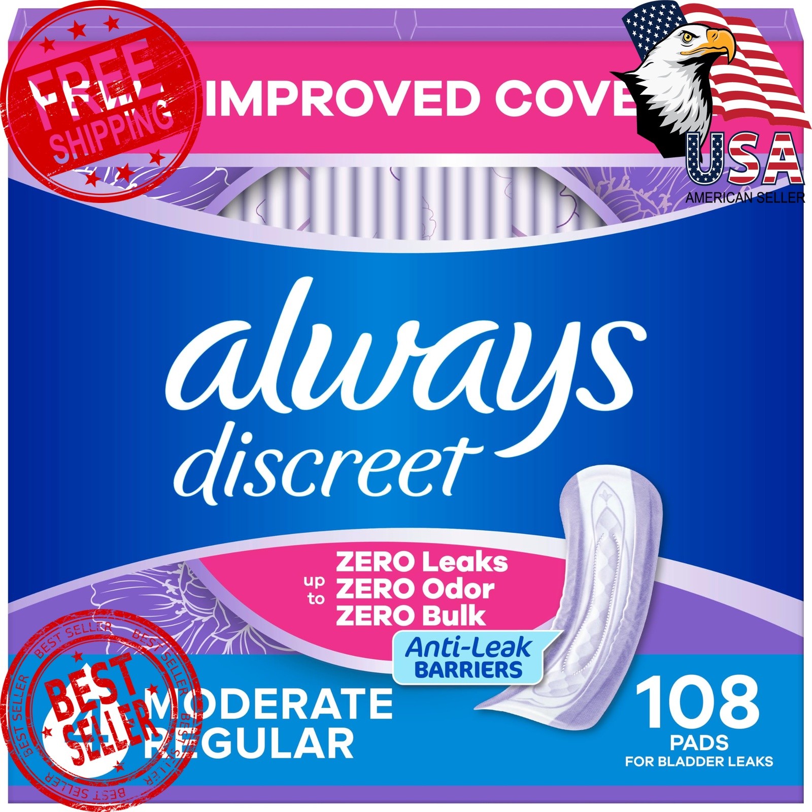 Always Discreet Pads Regular 108 Count