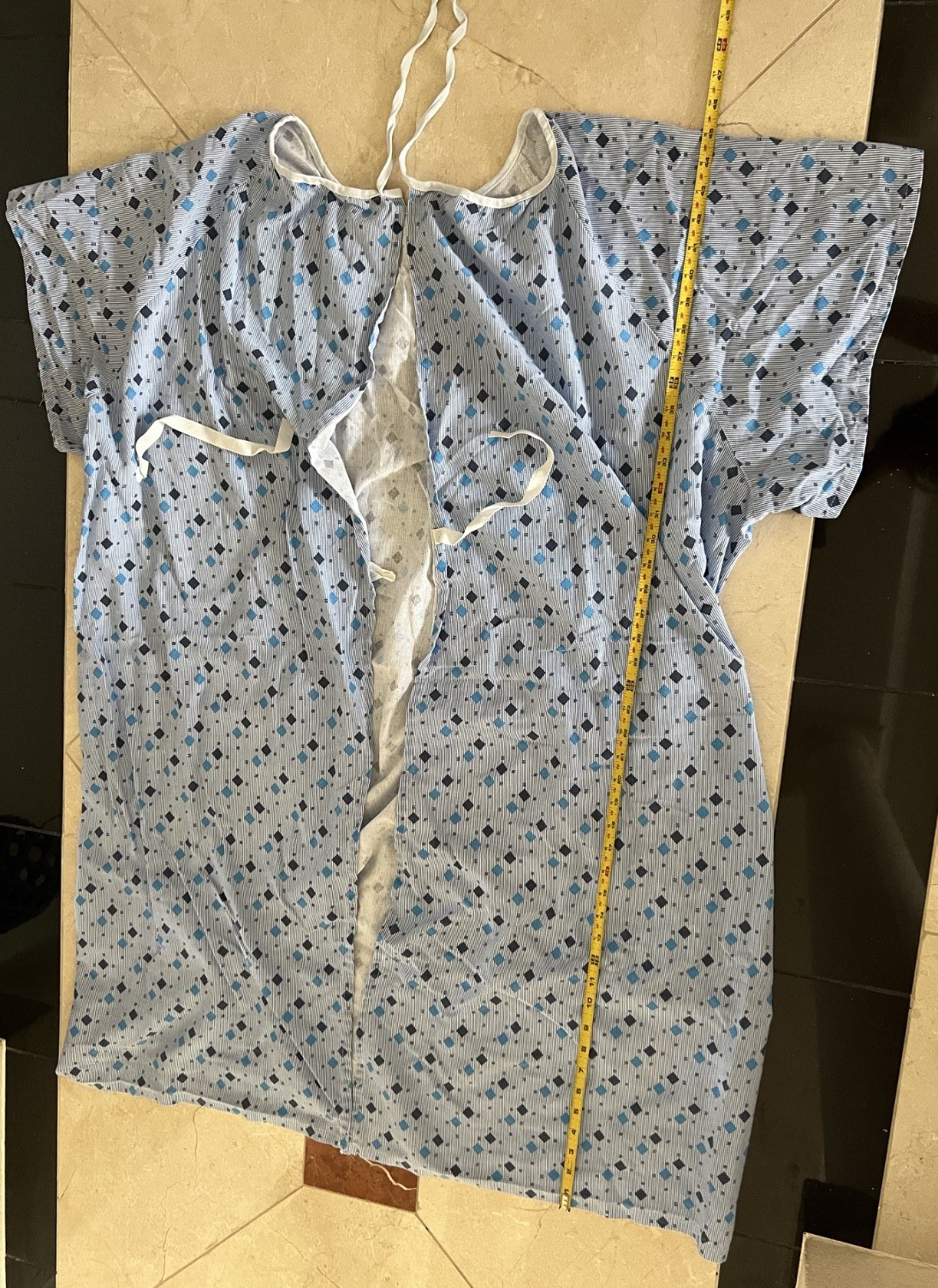 OVERSIZED Hospital Gown Robe Adjustable Ties 62″ Chest 65″ Waist UNISEX Open Bac