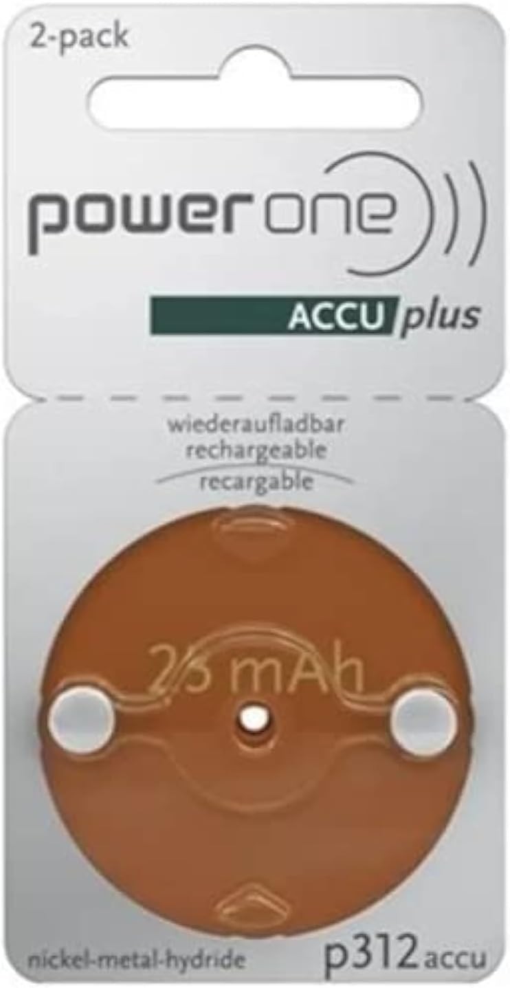 2-Pack ACCU Plus Size 312 Rechargeable Hearing Aid Batteries – Safe & Efficient