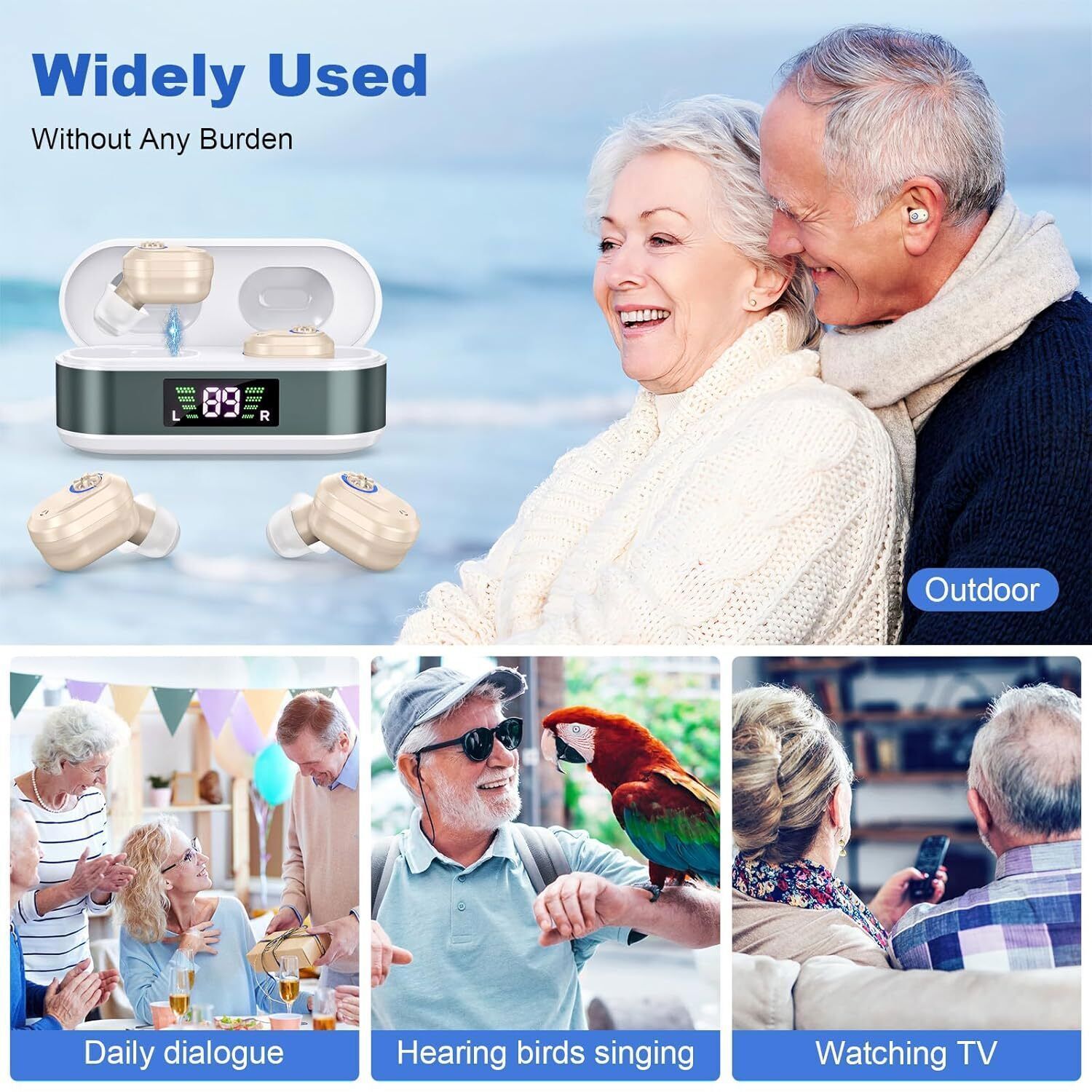 1 Pair Rechargeable Digital Hearing Aids In-Ear Invisible Sound Voice Amplifier