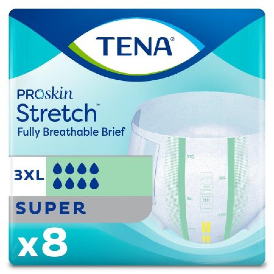 TENA ProSkin Stretch Brief Adult 3XL 69-96″ Hip Green Unisex Heavy Absorb, 32 Ct