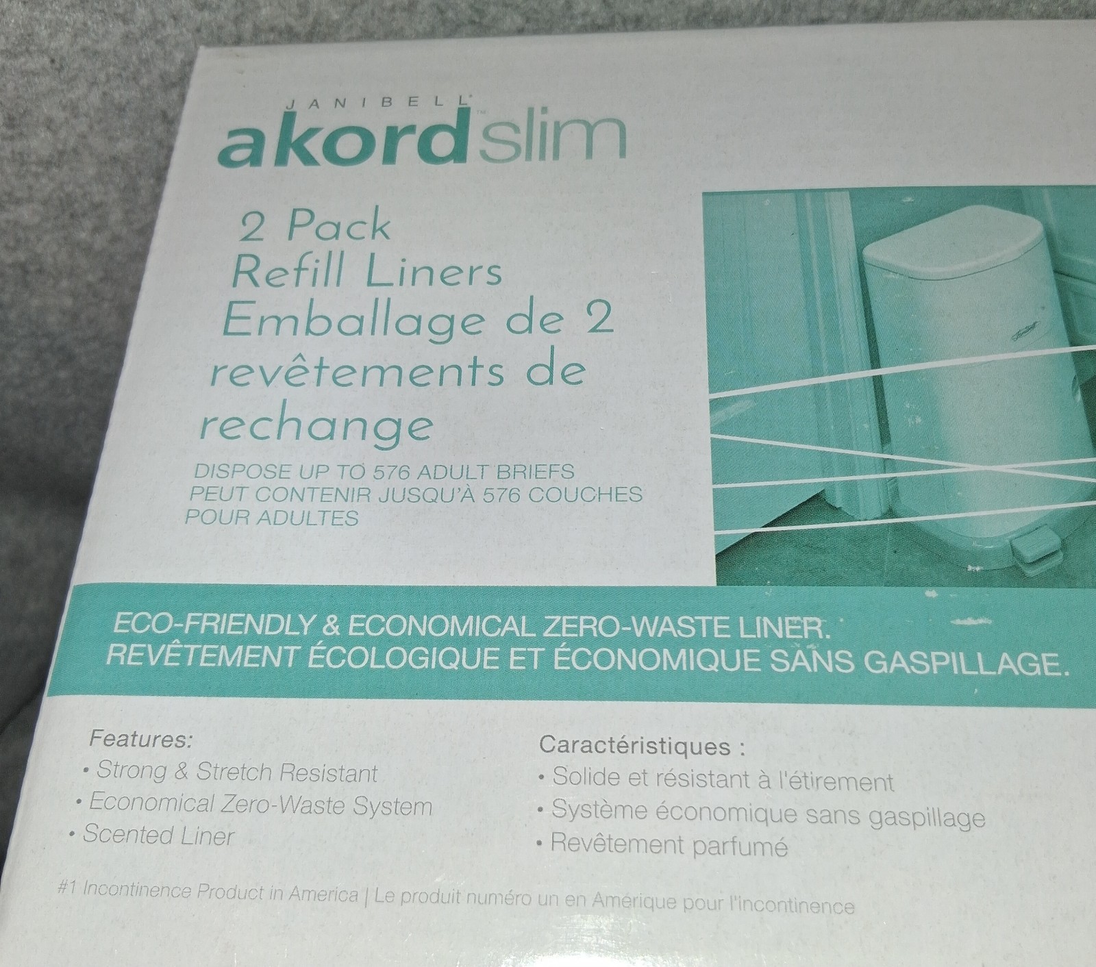 3- Janibell Akord Slim 2 Pk Refill Liners 280 Per Pack For Adult Diaper Disposal