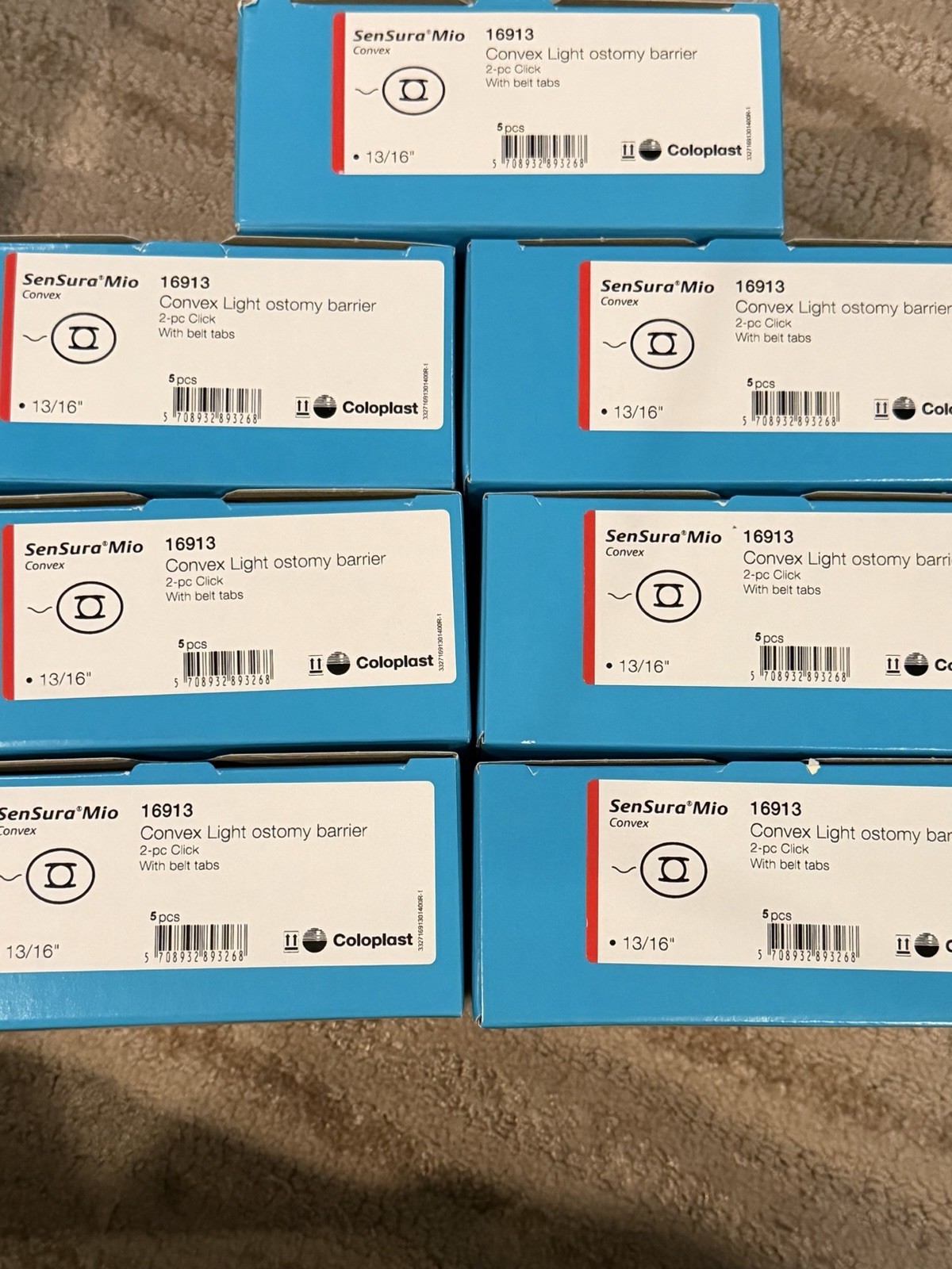Coloplast 16913 Convex Light Ostomy Barrier 13/16” – 7 Boxes – 35 Pc NIB