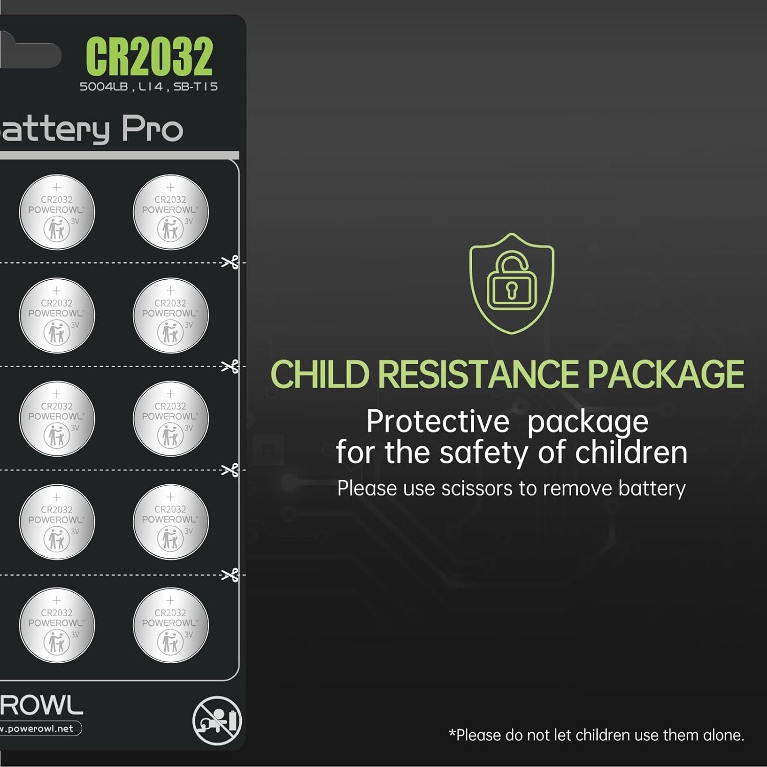 POWEROWL High Capacity CR2032 Battery (20-Pack) 3v Lithium Batteries, 20