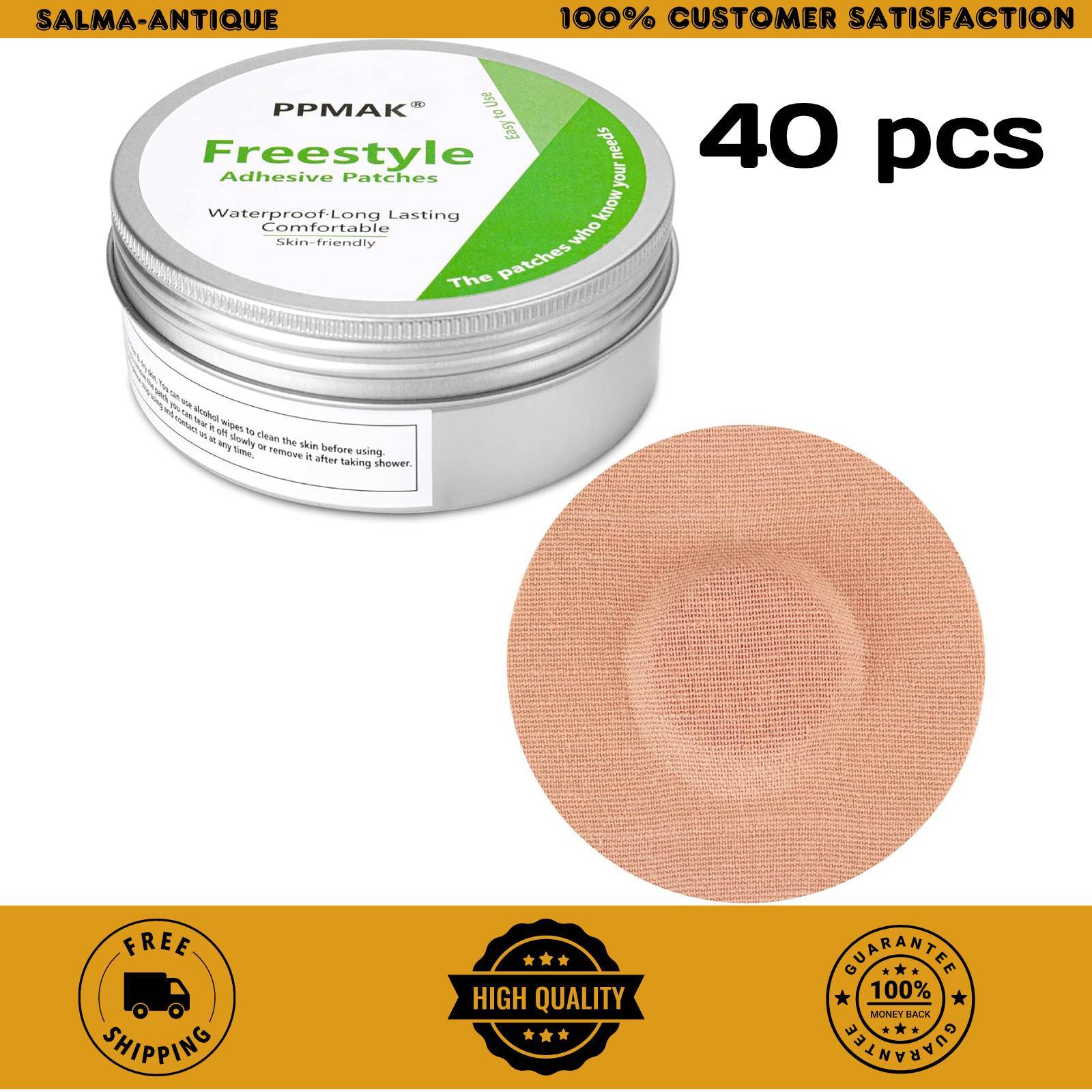 40 PCS Freestyle Sensor Covers for Libre 2/3-Adhesive Patches-Waterproof CGM Tap
