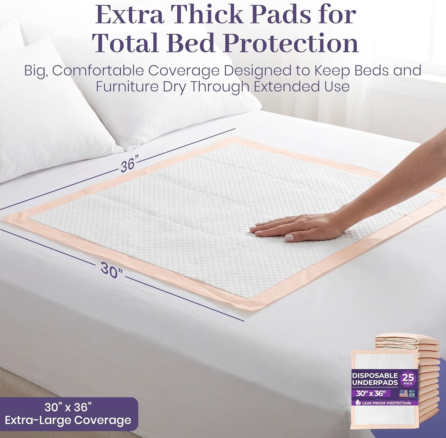 Disposable Chucks Underpads 25 Pack, 30″ x 36″ – Highly Absorbent Bed Pads fo…