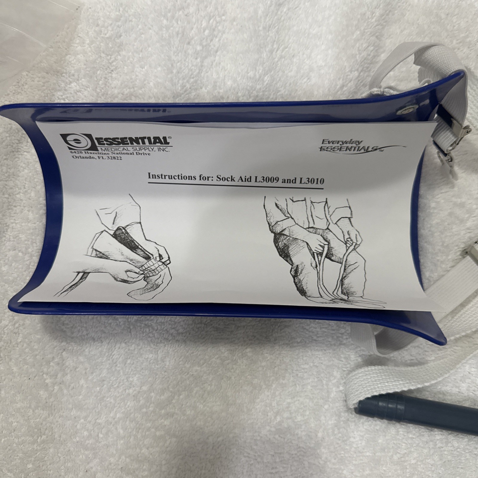 Deluxe Molded Sock Aid Essential Medical Supply Hard 1ct 48” Straps With Handle