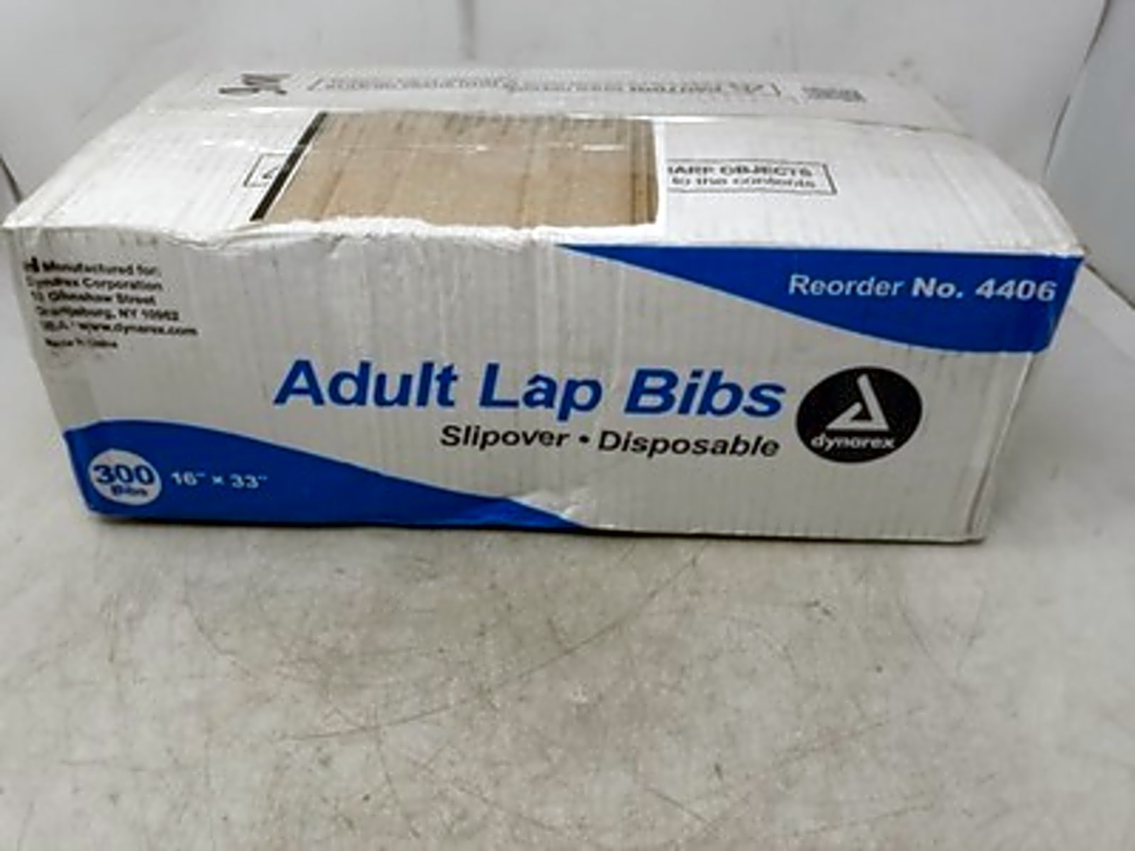 Dynarex 4406 Adult Lap Bibs Slipover Disposable 300/Case 16×33 Clothing 300-Pack