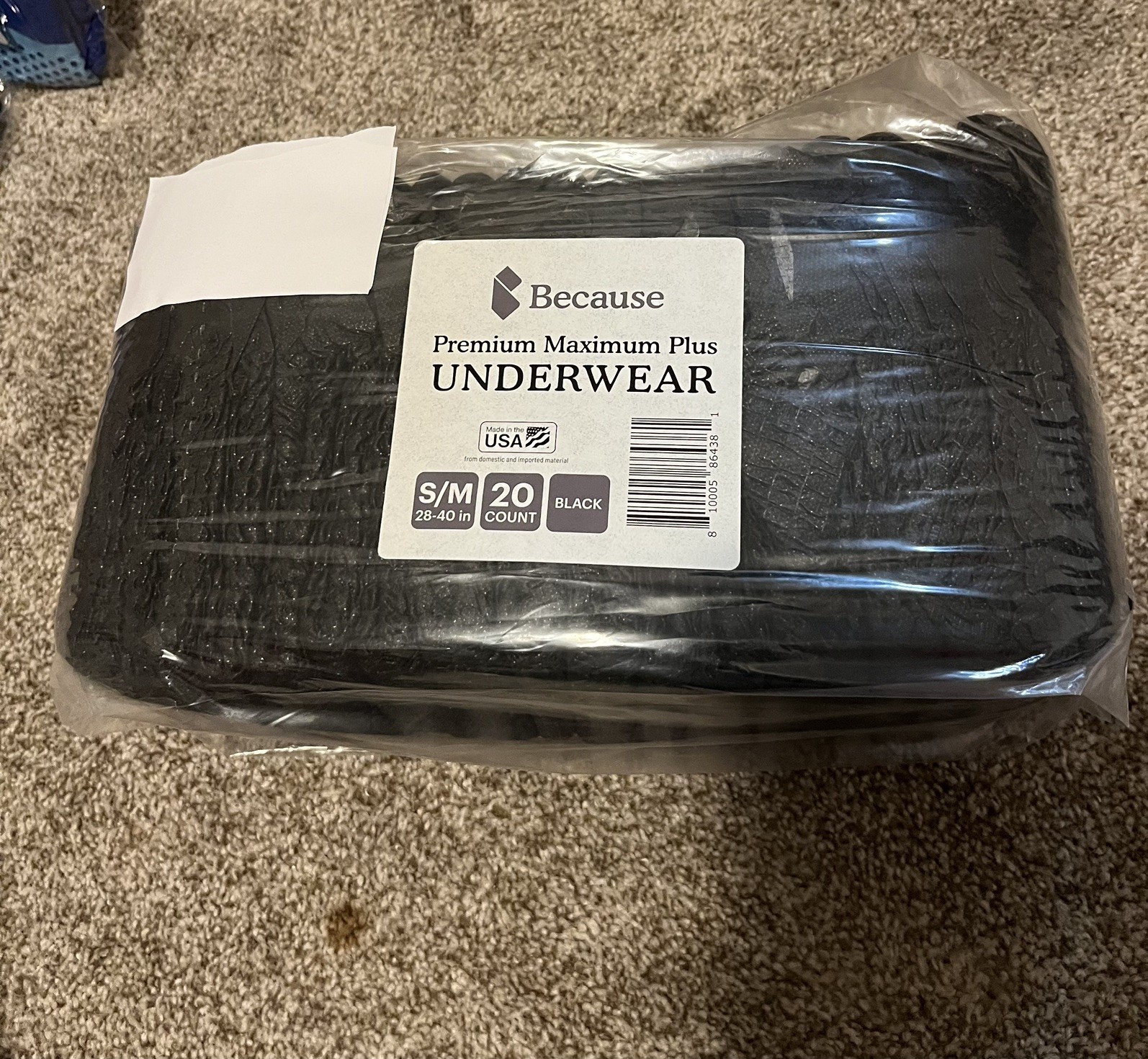 Because Premium Maximum Absorbency Adult Incontinence Postpartum Bladder BLACK