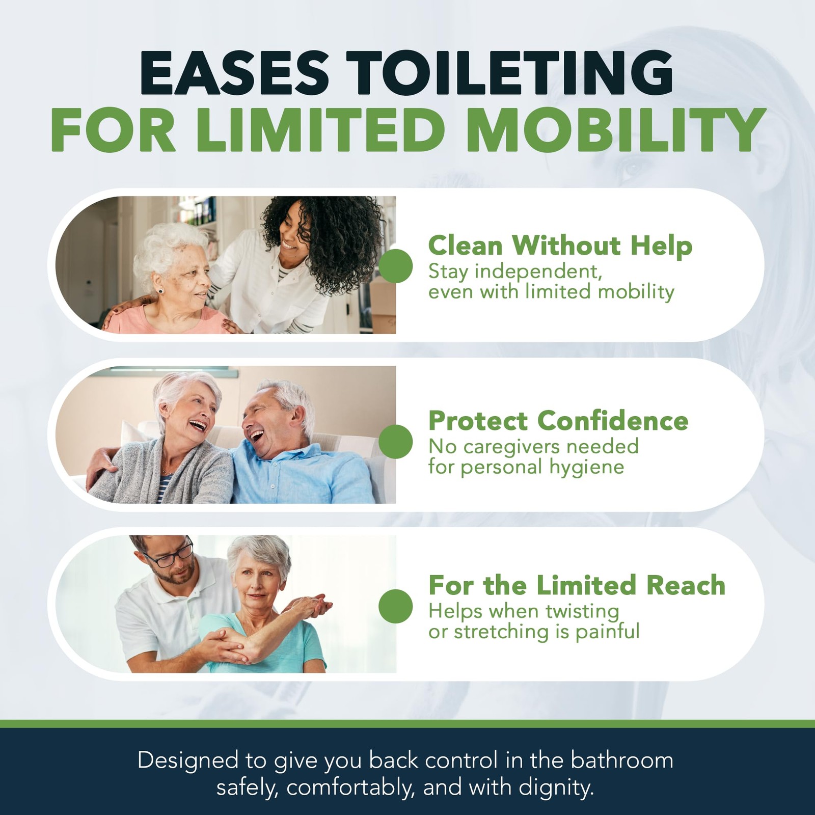 FreedomWand Multipurpose Toilet Aids – 25.5″ Inch Wiping Aid 25.5 Inch, White