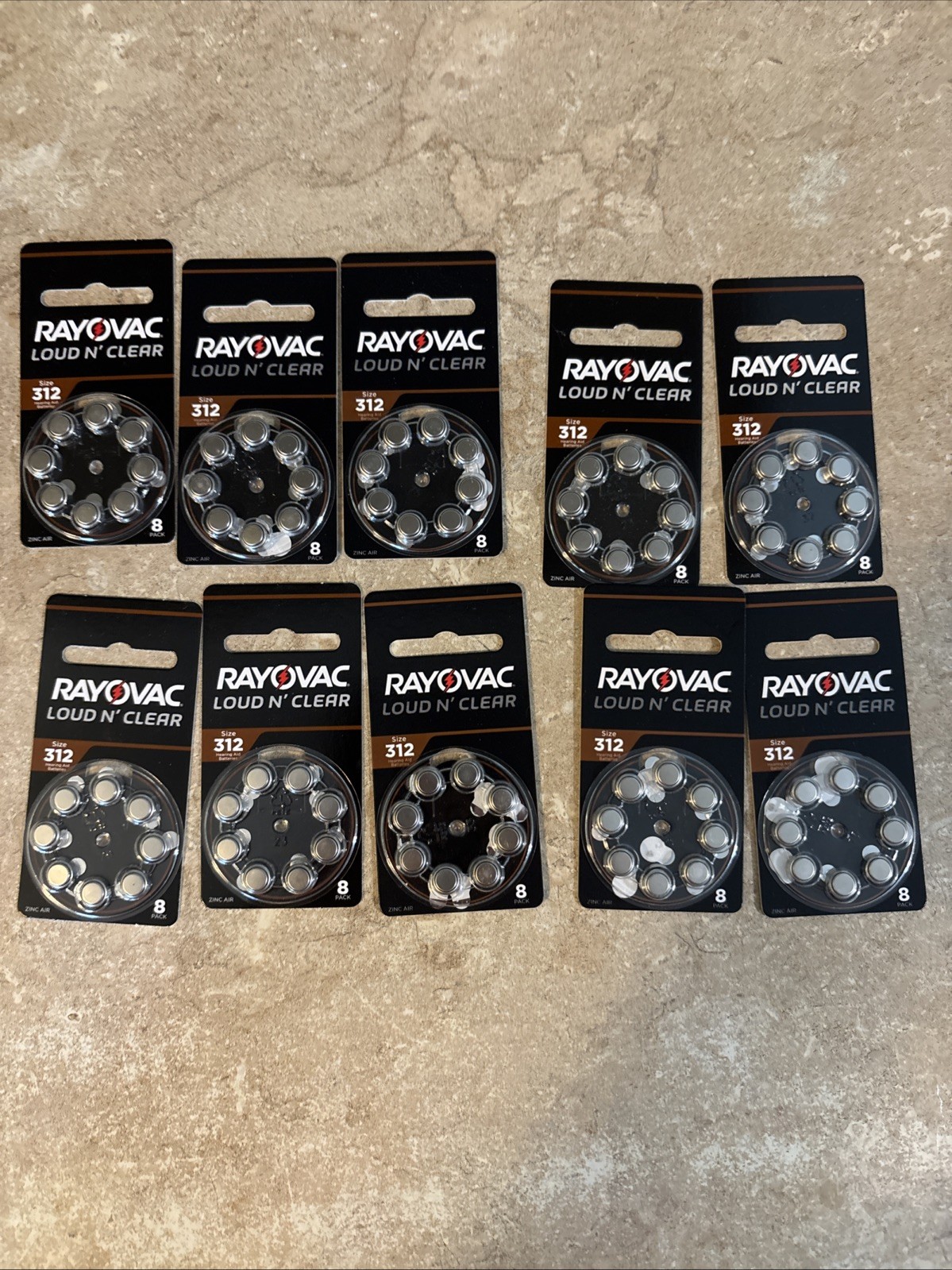 10 Pkgs Rayovac 312 Loud N Clear Hearing Aid Batteries 80 Batteries Exp 2027