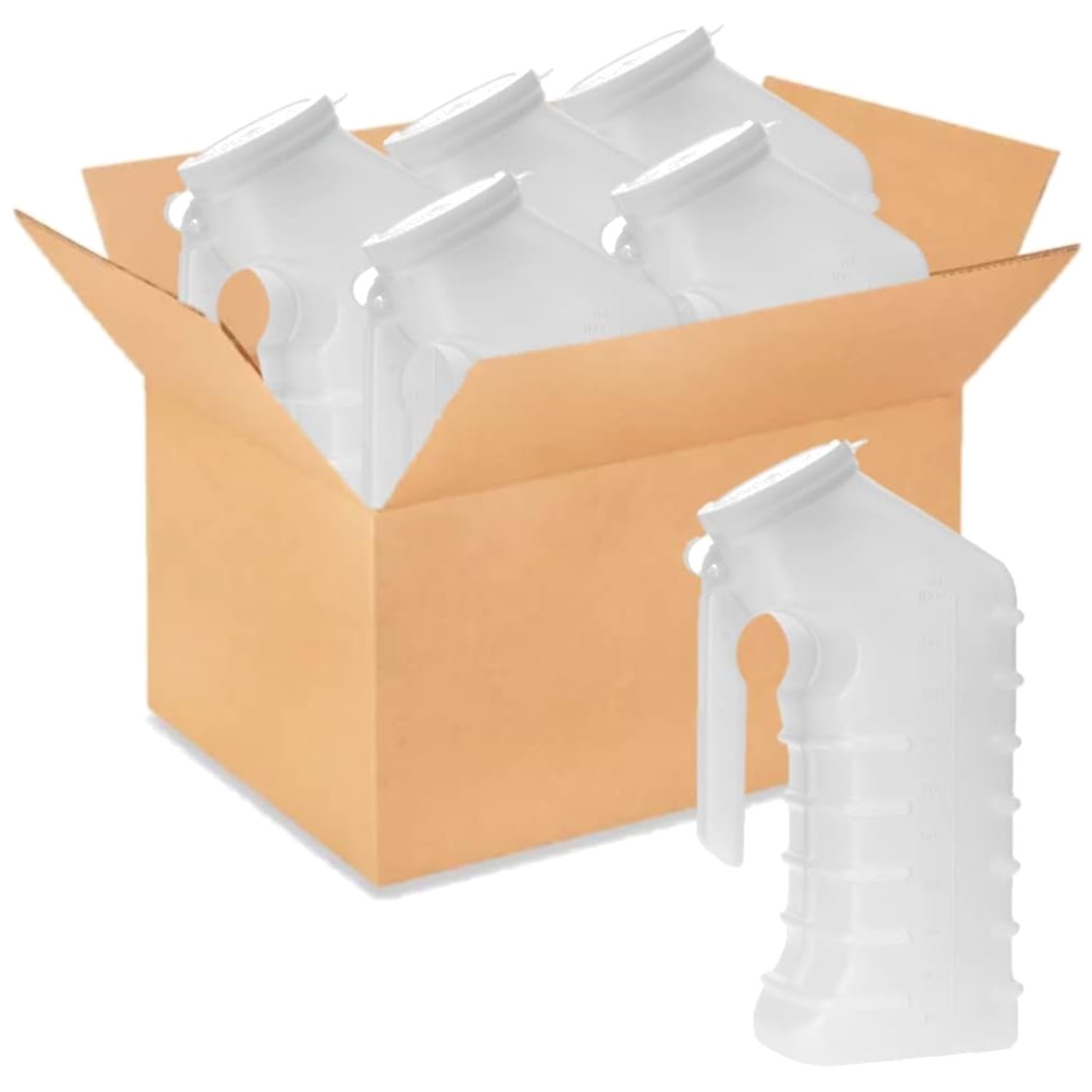 Portable Male Urinal, Translucent Receptacle, 48 Pack