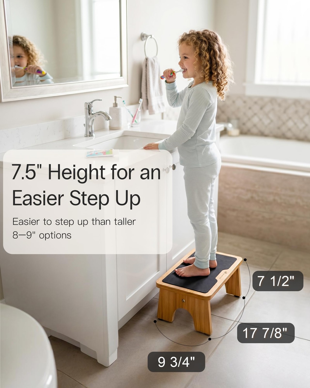 Bedside Step Stool for Adults, 7.5 Inch Wooden Step Stool for High Beds, Smal…