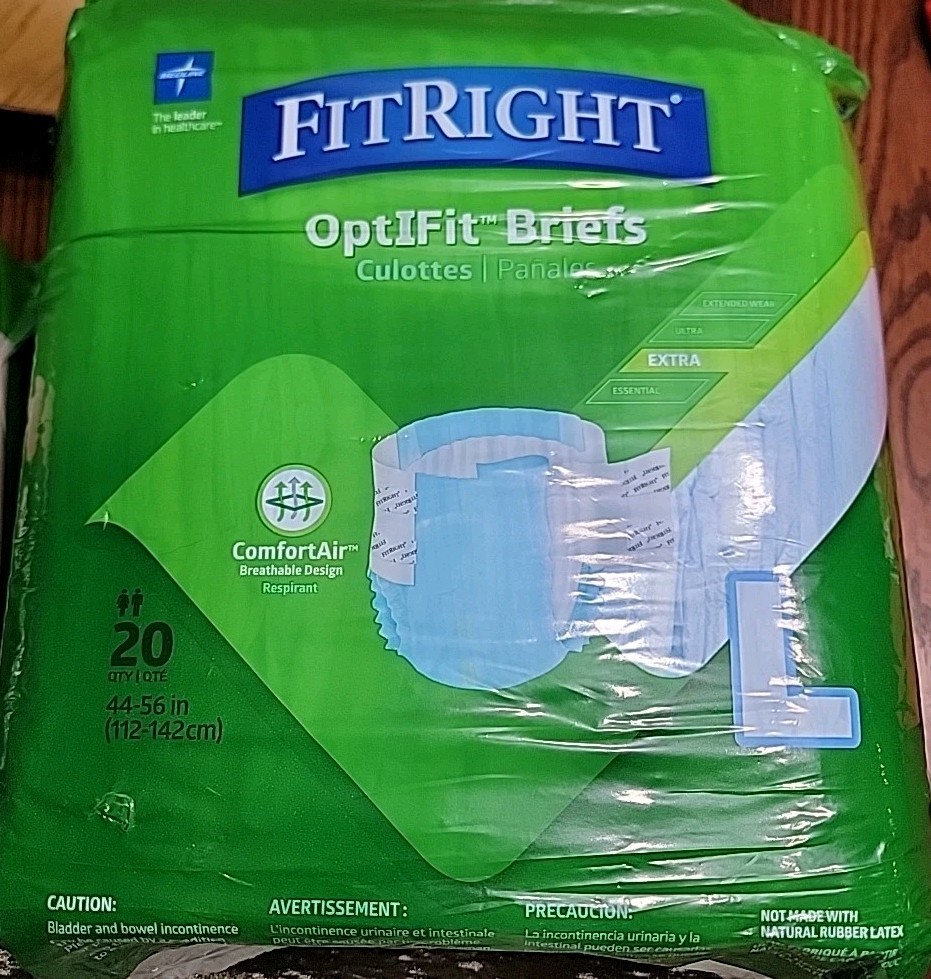 FitRight OptIfit Briefs, Adult Diapers, Size Large 44″-56″ 20 Pack