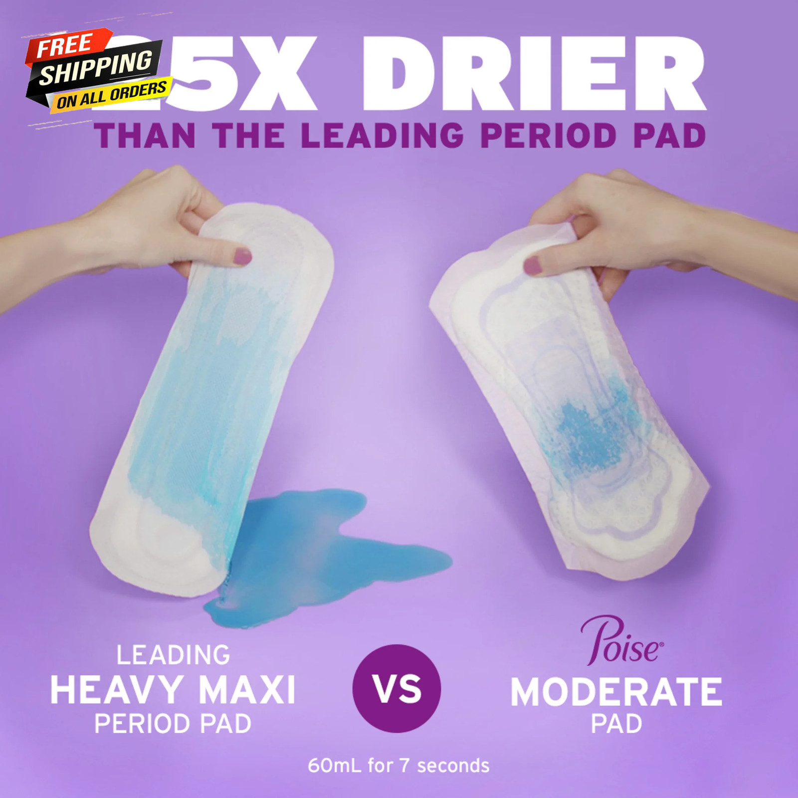 Incontinence Pads for Women, 6 Drop Ultimate Absorbency, Long Length, 42 Count