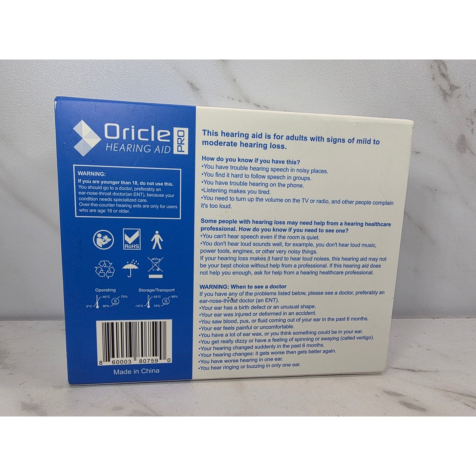 Oricle Pro JH-A17BT OTC Hearing Aids Pure Clear Voice Light Comfort NEW