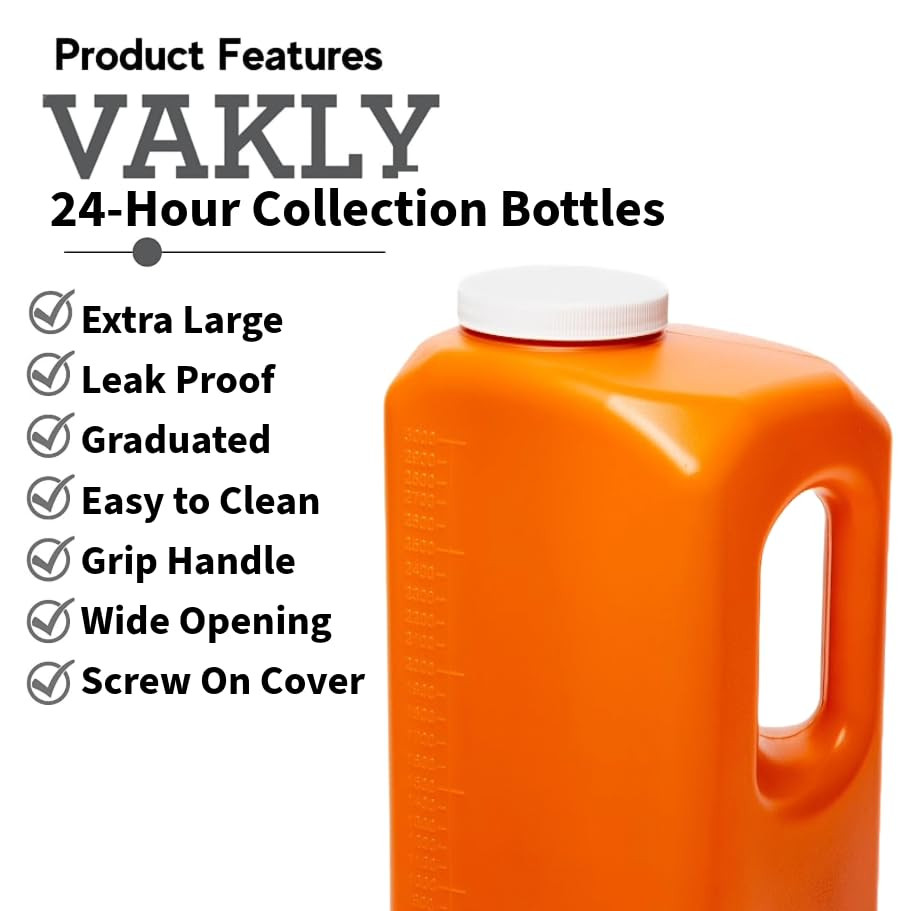 24-Hour Urine Collection Bottle 1 – Large Graduated Container with Easy-Grip Han