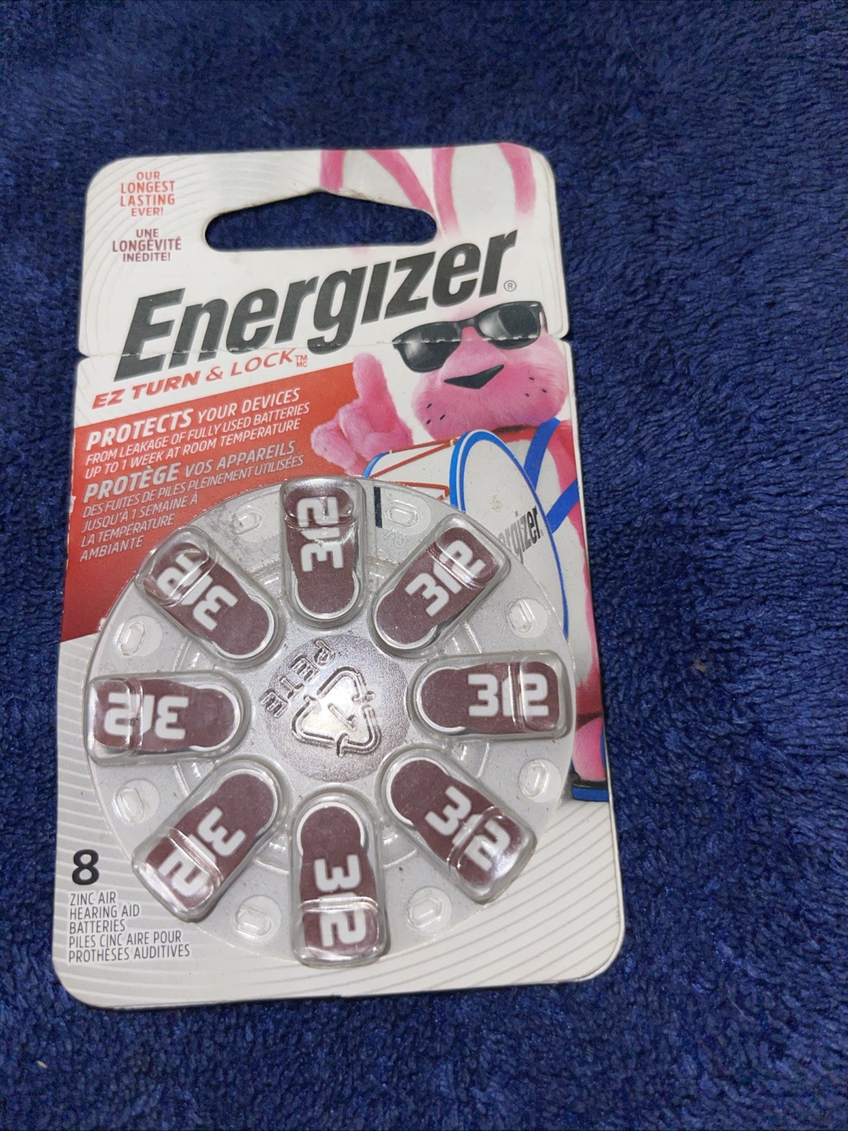 Energizer Size 312 Brown AZ312DP-8 Hearing Aid Batteries Exp 04/2026