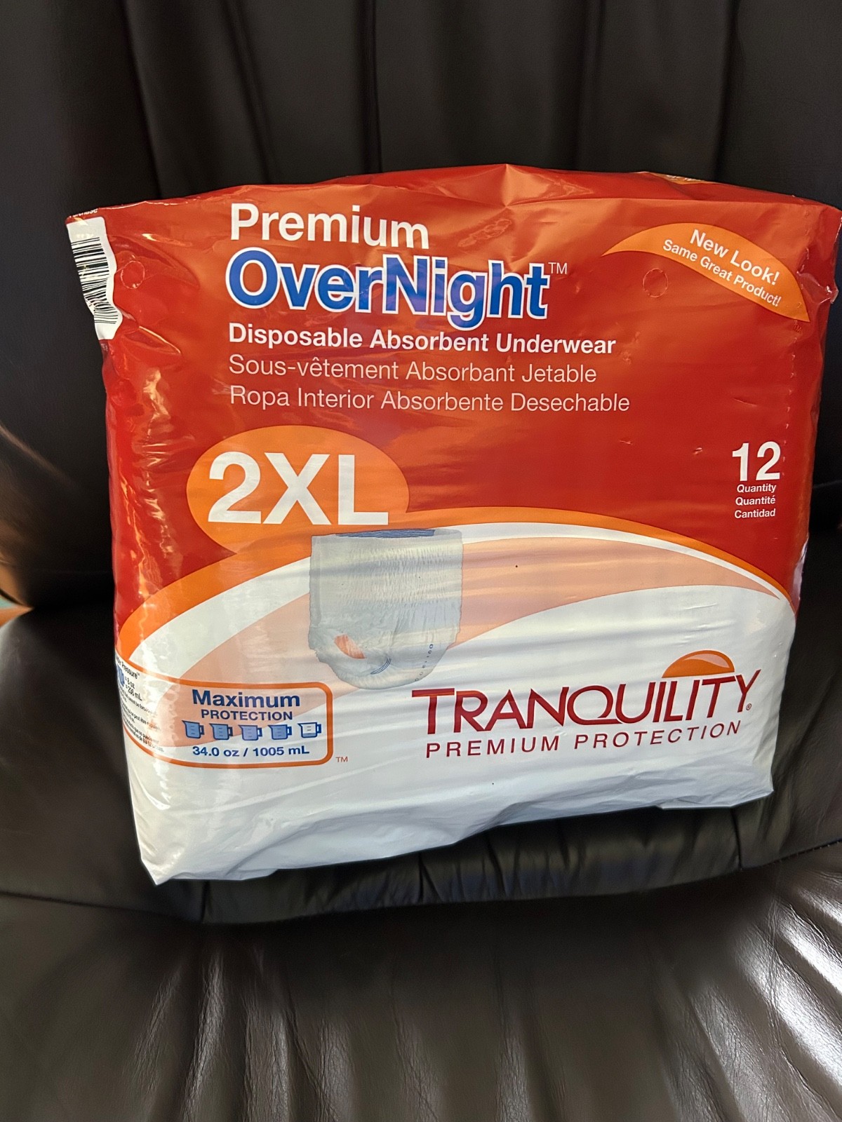 Tranquility XXL Premium Overnight Disposable Absorbent Underwear, 48/Case