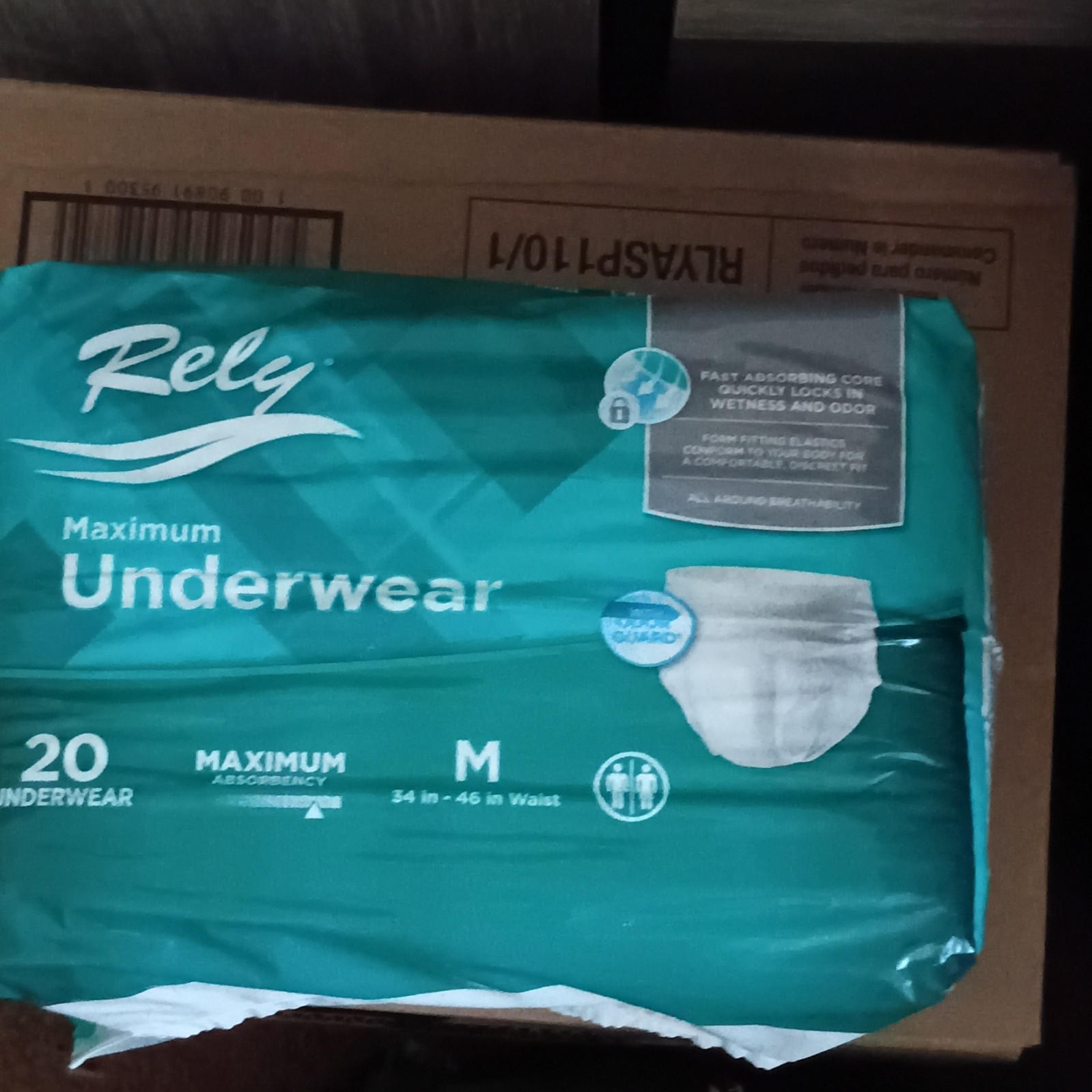 Rely Maximum Underwear Incontinence Pants M White Disposable Odor Guard 20 Ct