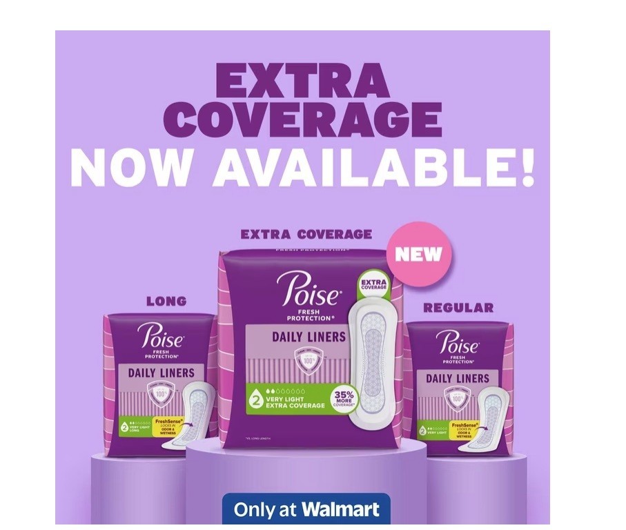 Poise Daily Incontinence Liners, Size 2, Regular Length Very Light, 126 ct