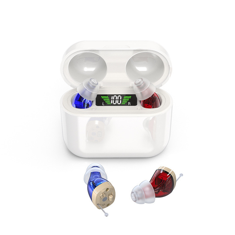 1 Pair Rechargeable CIC Noise Reduction Hearing Aids For Seniors & Adults