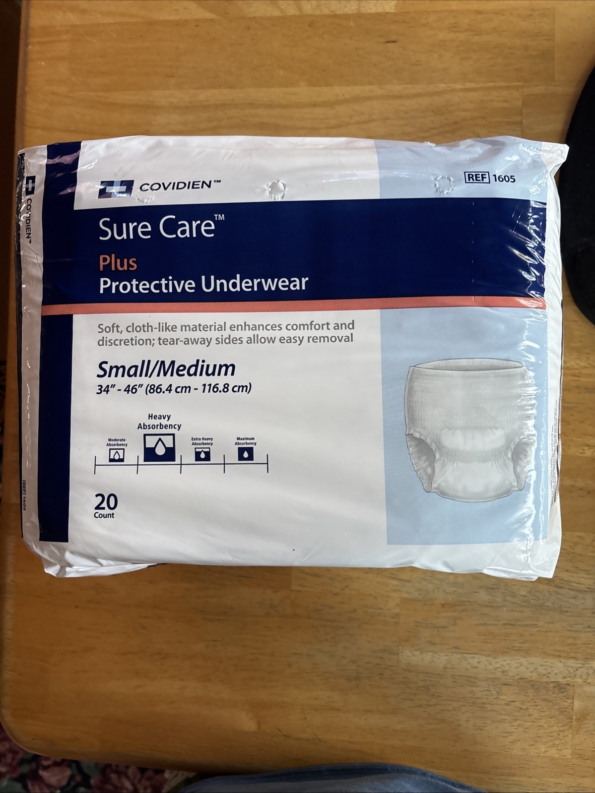 80 Pieces Covidien Ref 1605 Sure Care Unisex S/M Heavy Underwear – Like Attends