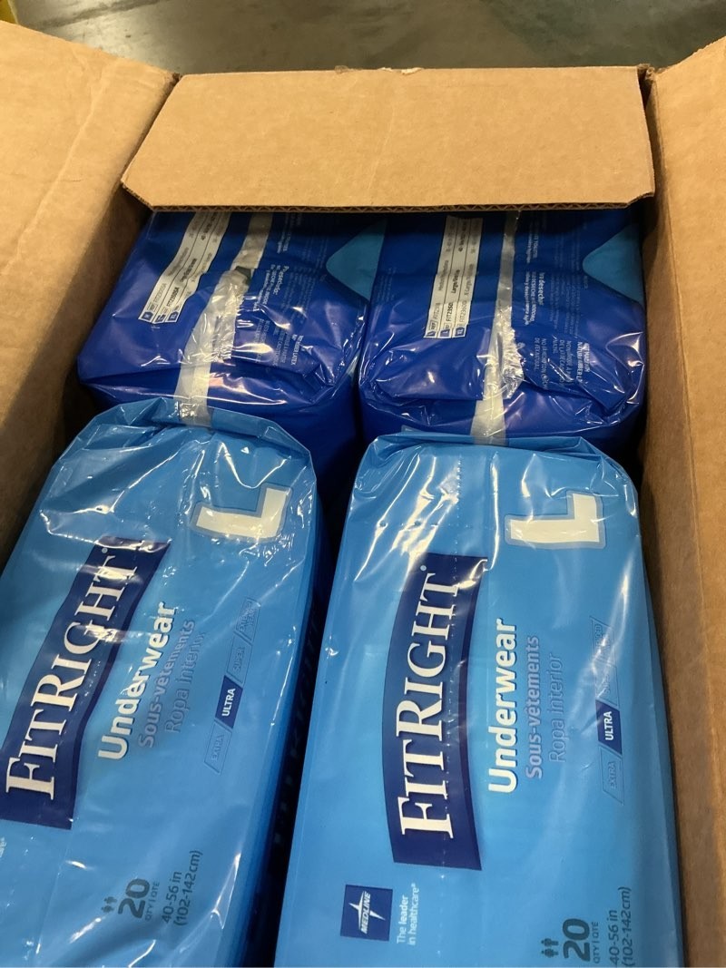 Medline FitRight Ultra Adult Incontinence Underwear Size Large 80 Count Pull-Ups