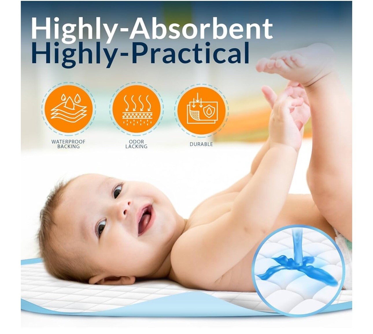 Disposable Underpad, 23 in. x 36 in High Absorbency 25pack as pictured